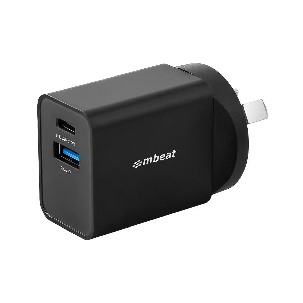 mBeat Gorilla Power Dual Port 18w Usb-c Pd & Qc 3.0 Charger -black