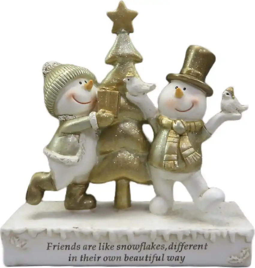 Cotton Candy - Xmas Gold Snowmen Friends Special Message Statue