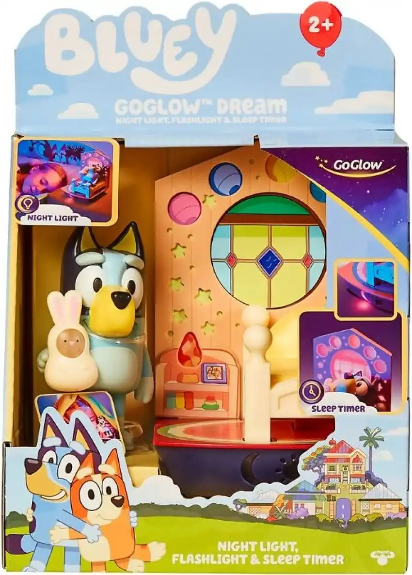 Bluey - Goglow Dream 3 In 1 Nightlight Kids Bedside Sleep Trainer With Torch And Sleep Timer Multicoloured