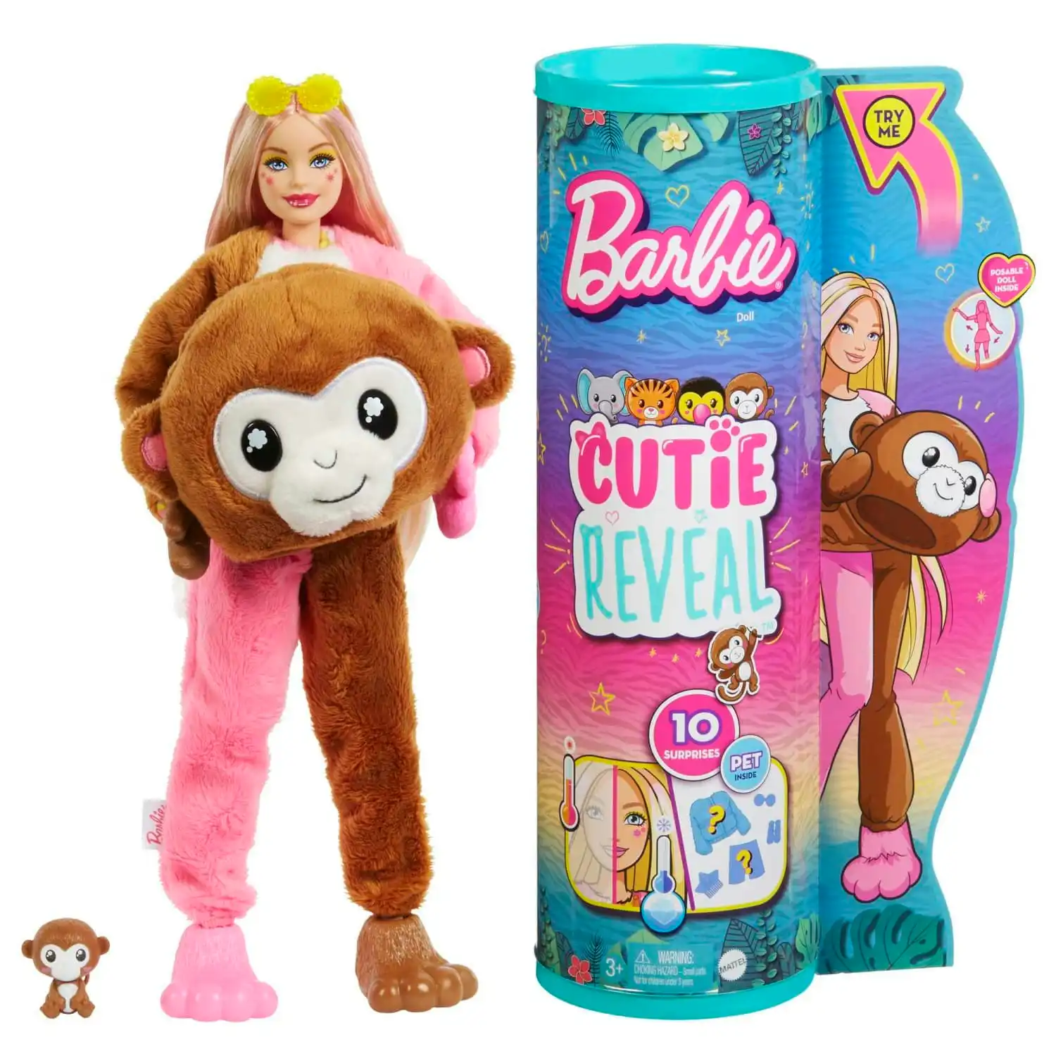 Barbie Cutie Reveal Chelsea Doll And Accessories Jungle Series Monkey-themed Small Doll Set