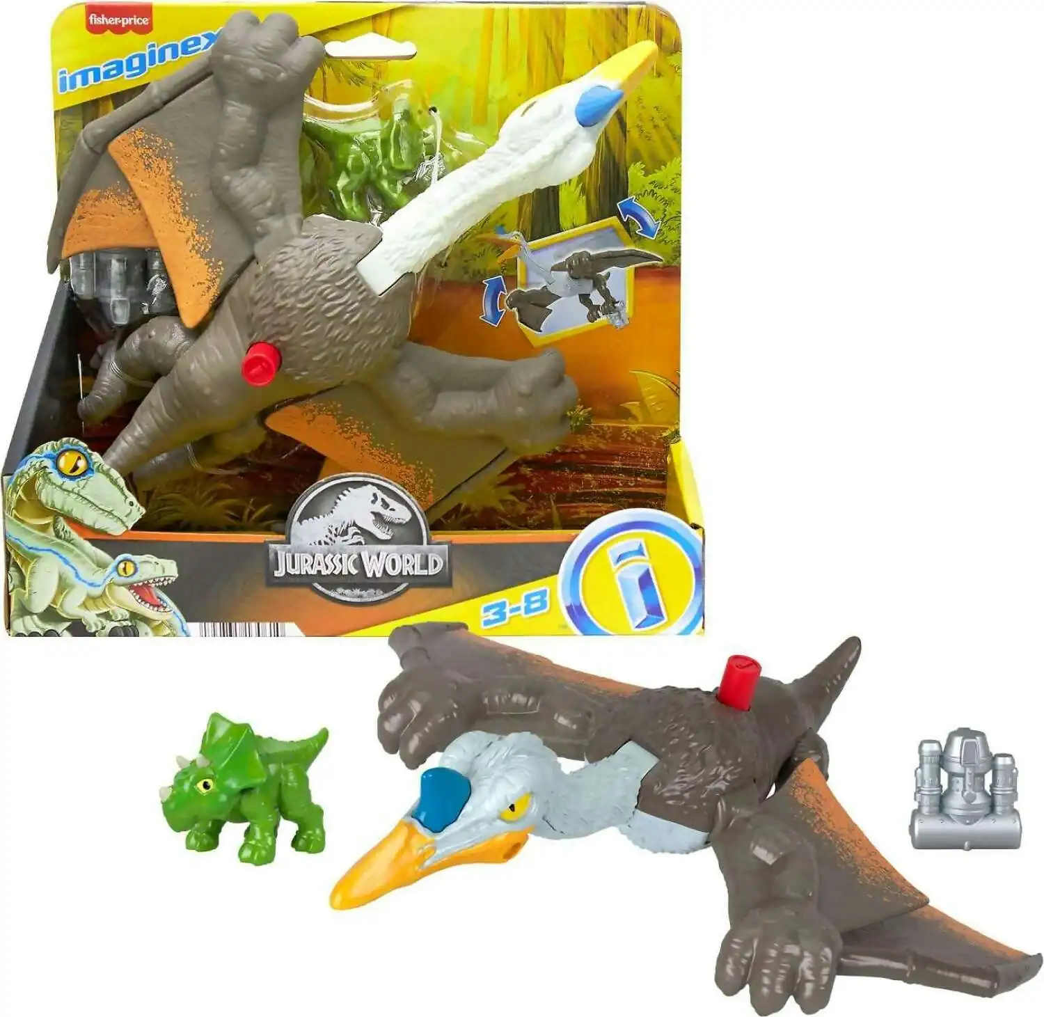 Fisher-price - Imaginext Jurassic World Dominion Quetzal Dinosaur Toy With Soaring Action 3 Piece Preschool Toys -mattel