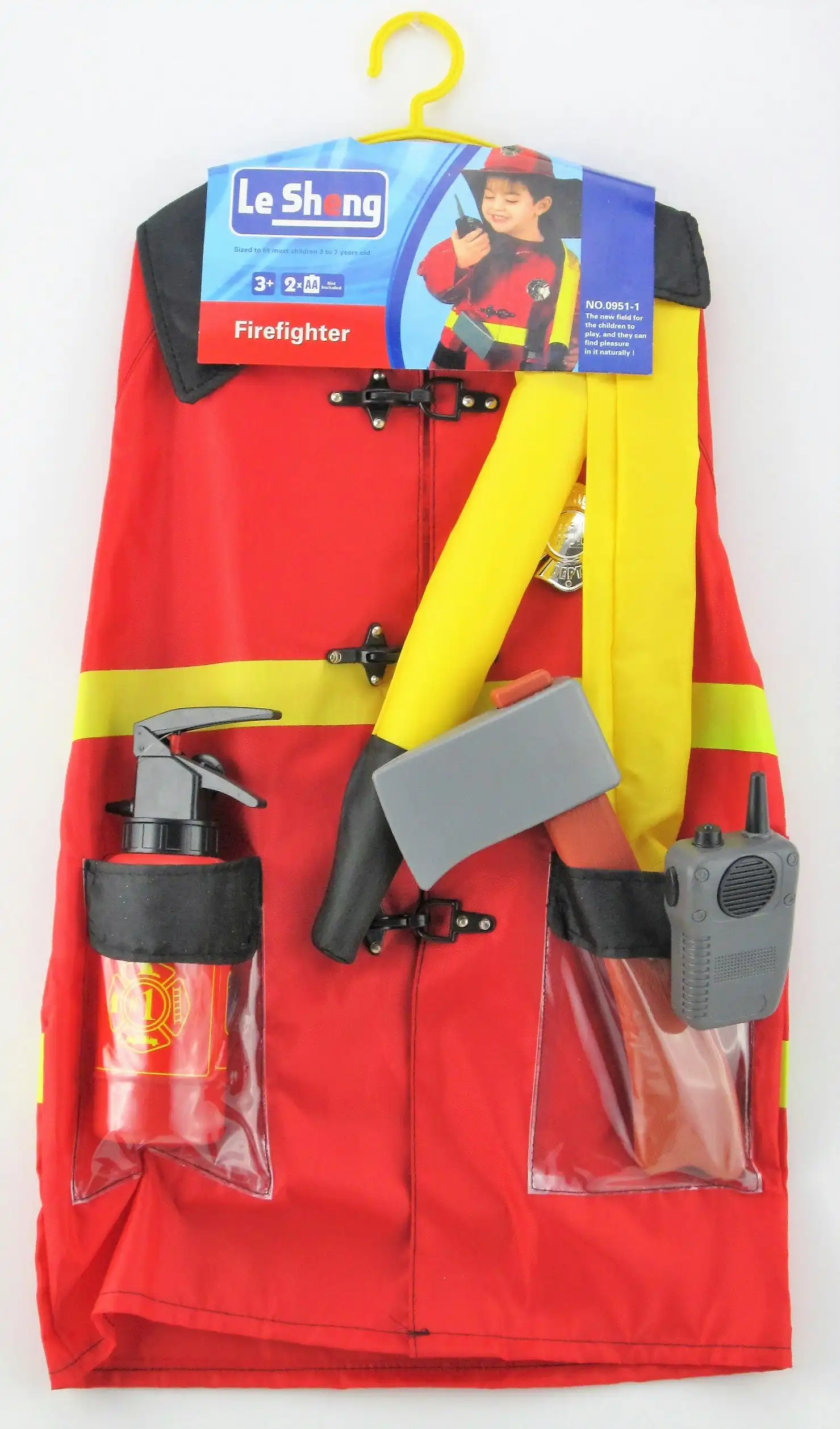 Firefighter Toy Outfit Play Set (size To Fit Most Children 3 To 7 Yrs Old)