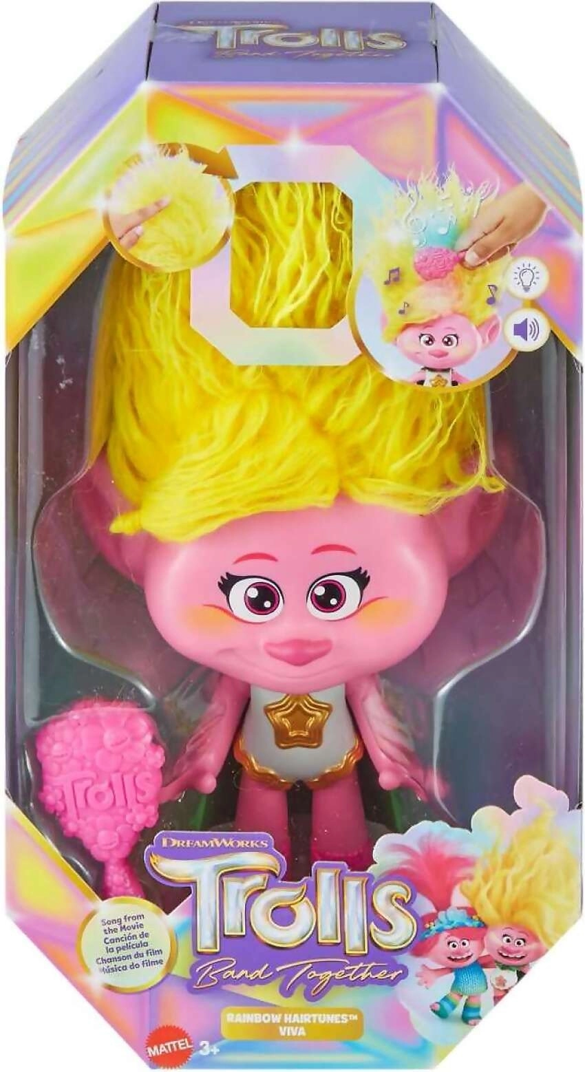 Dreamworks Trolls - Trolls Band Together Rainbow Hairtunes Viva Doll With Light & Sound Toys Inspired By The Movie - Mattel