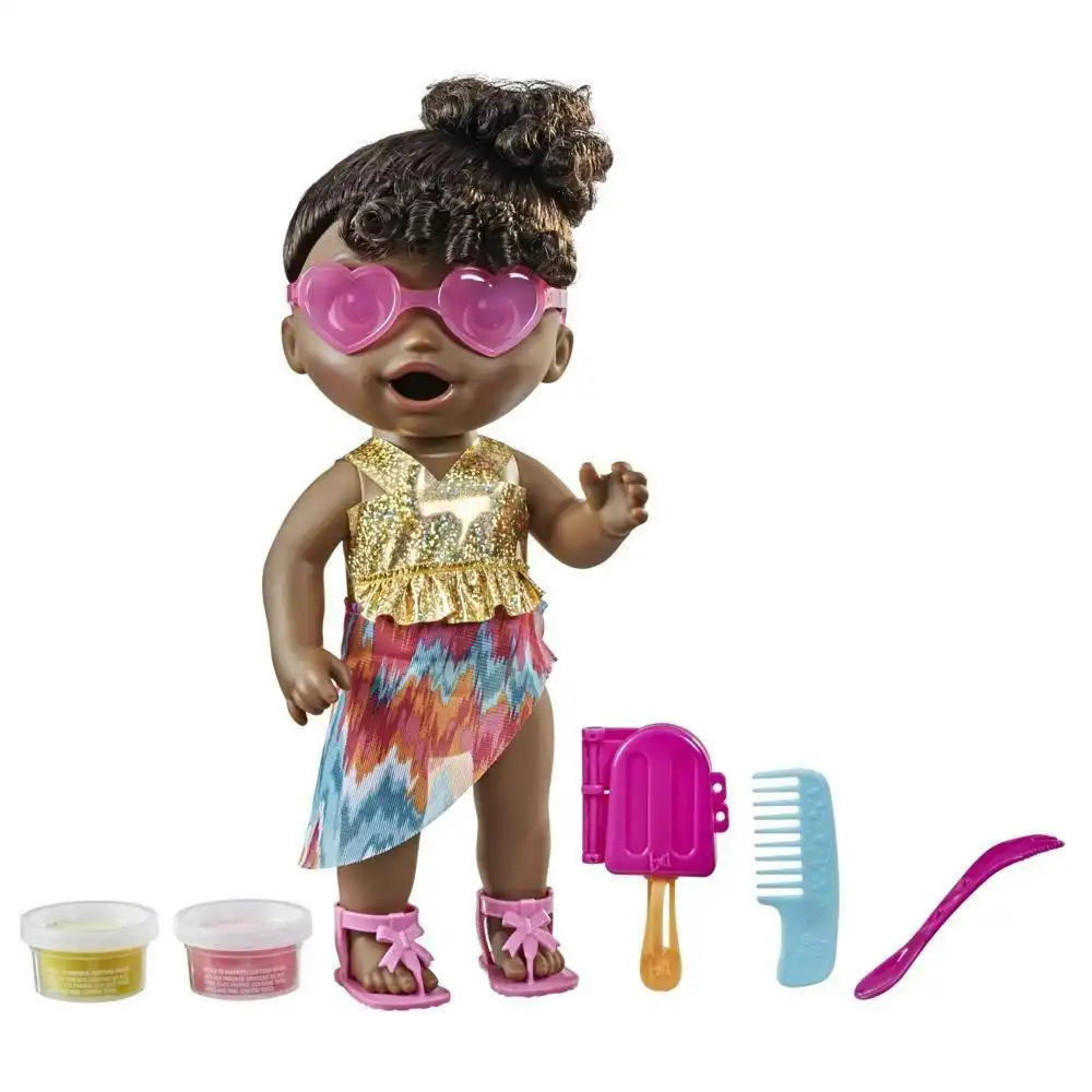 Baby Alive - Sunshine Snacks Doll Eats And Poops Waterplay Baby Doll Ice Pop Mold Toy For Kids 3 And Up Black Hair  Hasbro