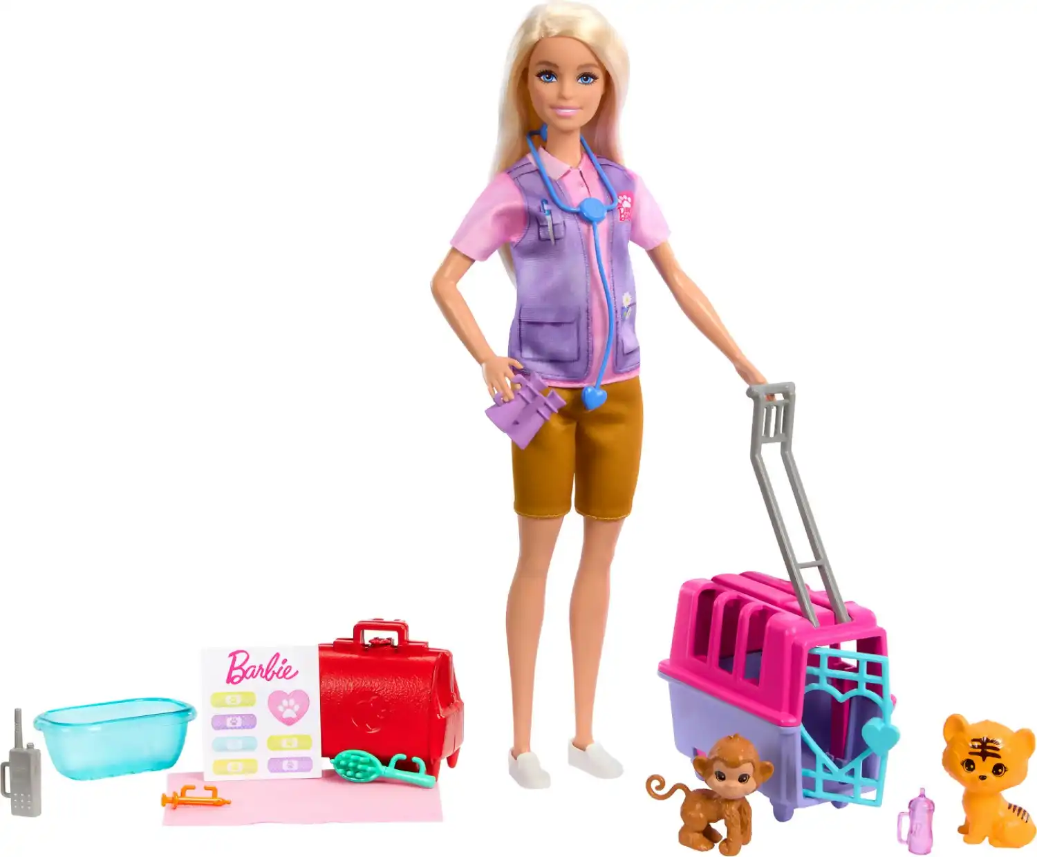Barbie - Animal Rescue & Recovery Playset With Blonde Doll 2 Animal Figures & Accessories