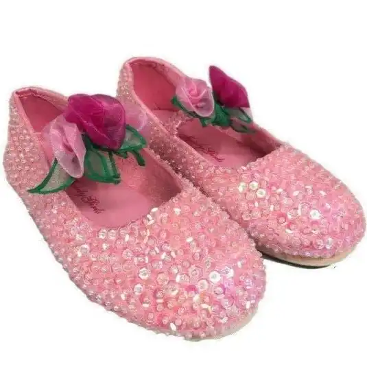 Fairy Girls - Costume Rose Sequin Shoes Pink Small