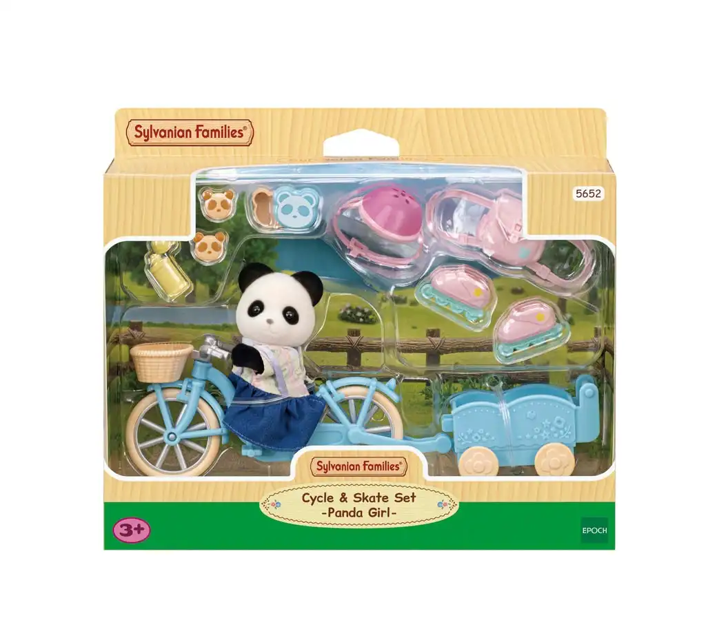 Sylvanian Families - Cycle & Skate Playset - Panda Girl Animal Doll Playset