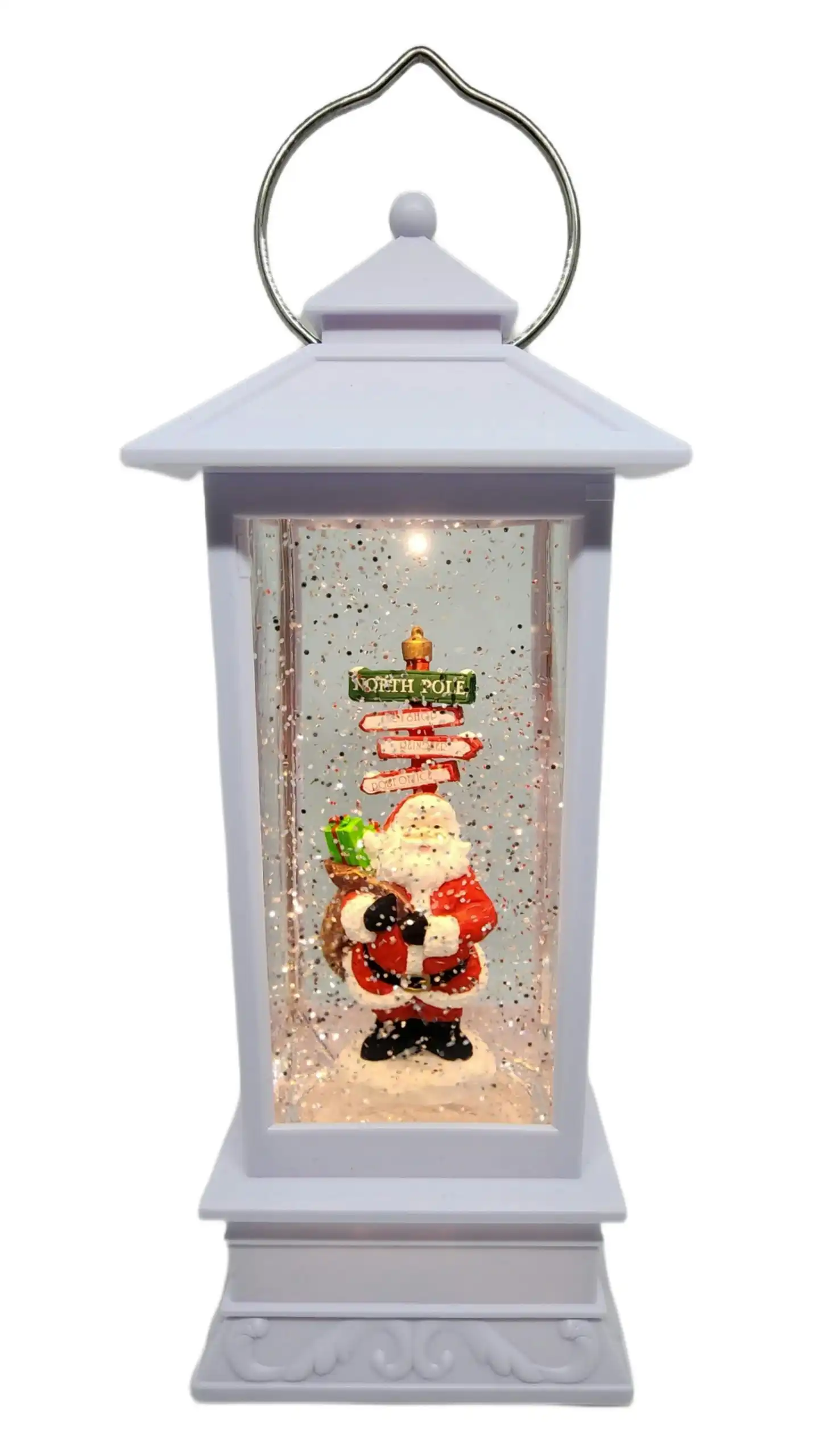 Cotton Candy - Xmas Santa Sign Post Lantern 25cm