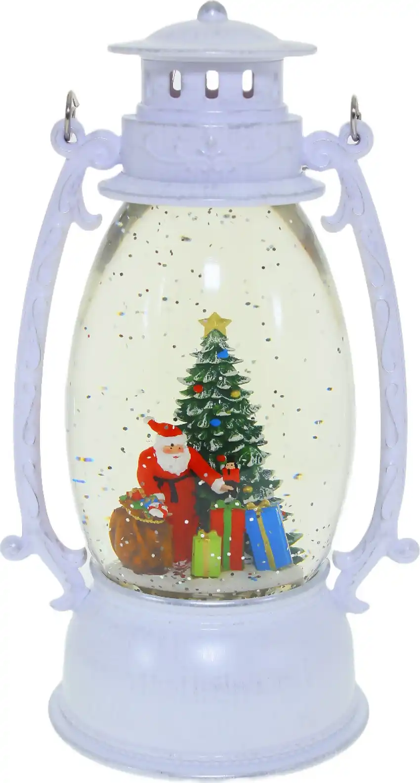 Cotton Candy - Xmas Santa And Christmas Tree White Oval Lantern