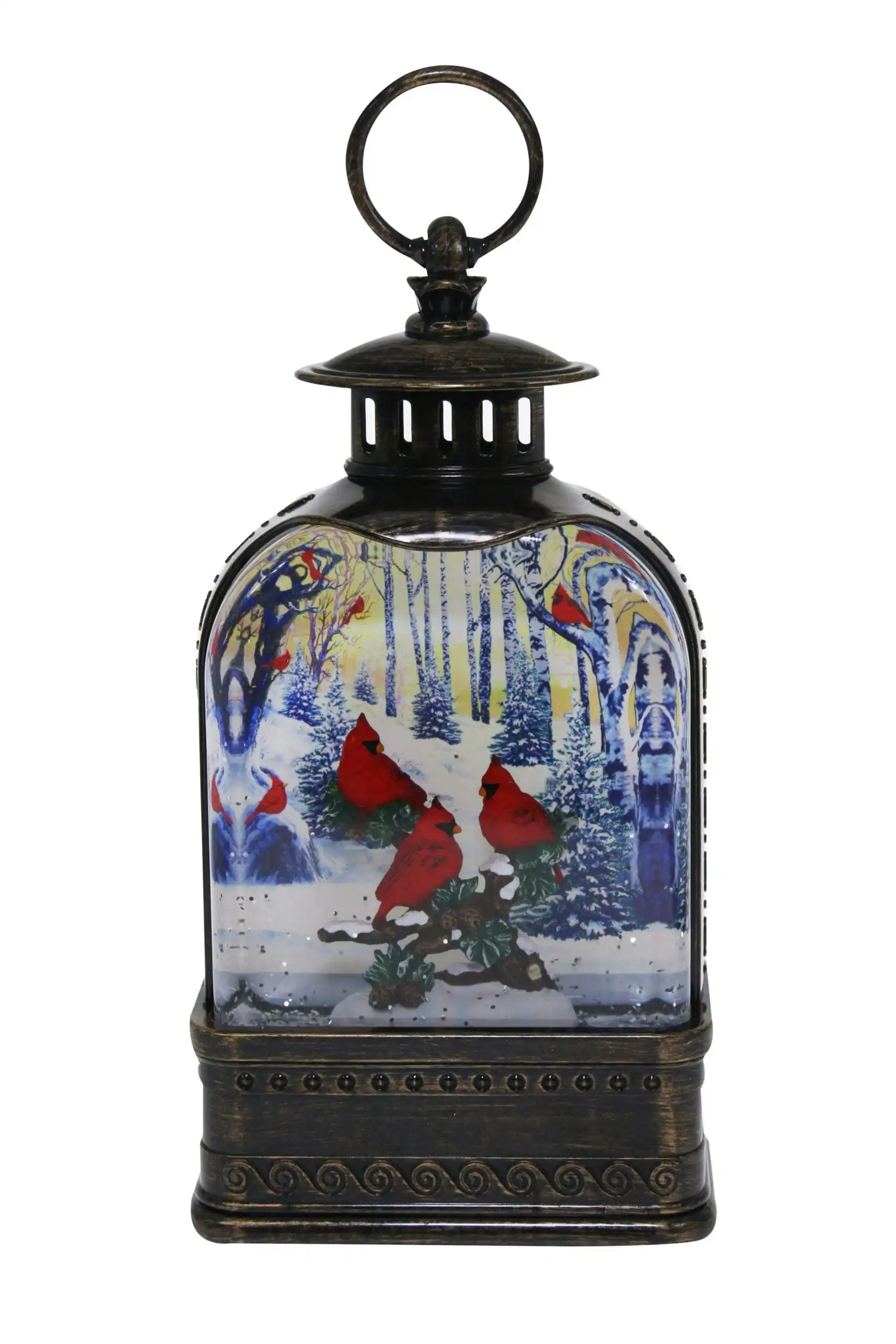 Cotton Candy - Xmas Brass Lantern Medium Red Carindals