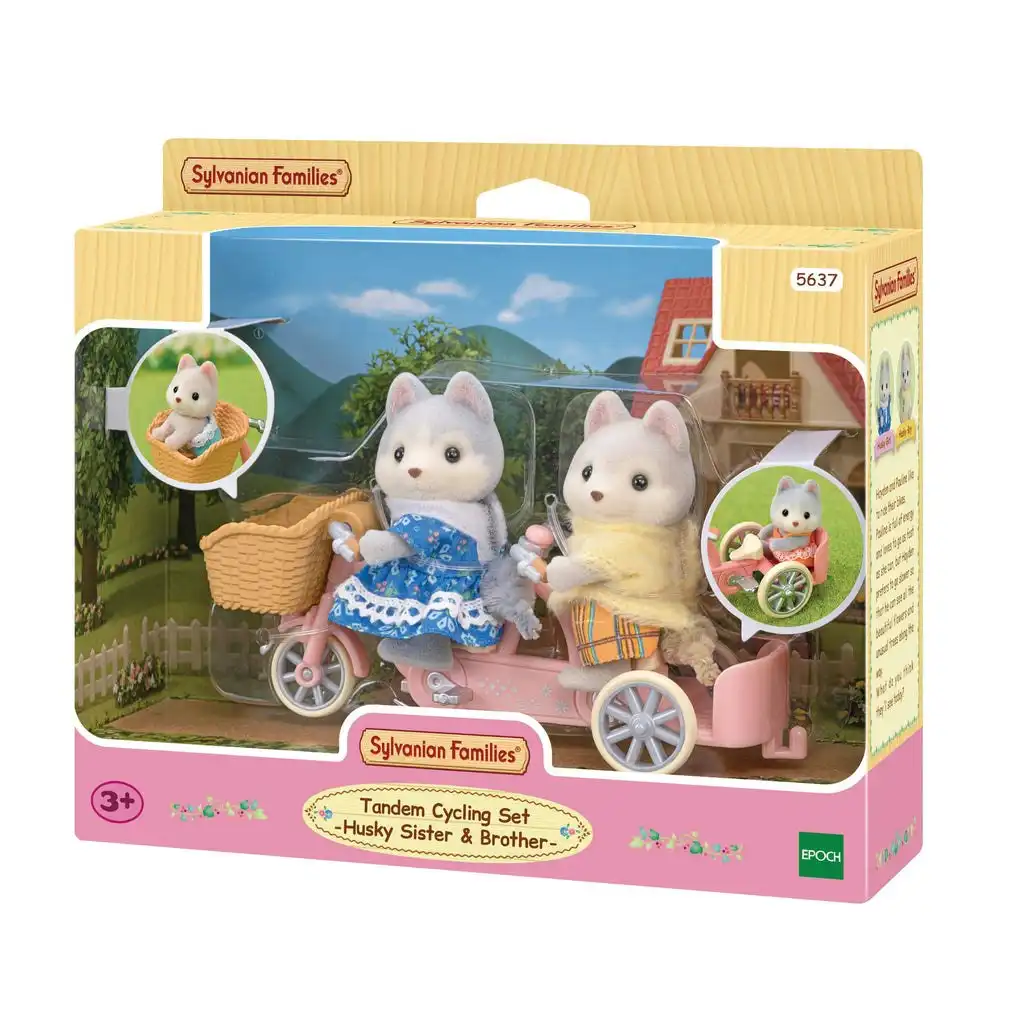 Sylvanian Families - Tandem Cycling Set Husky Sister & Brother