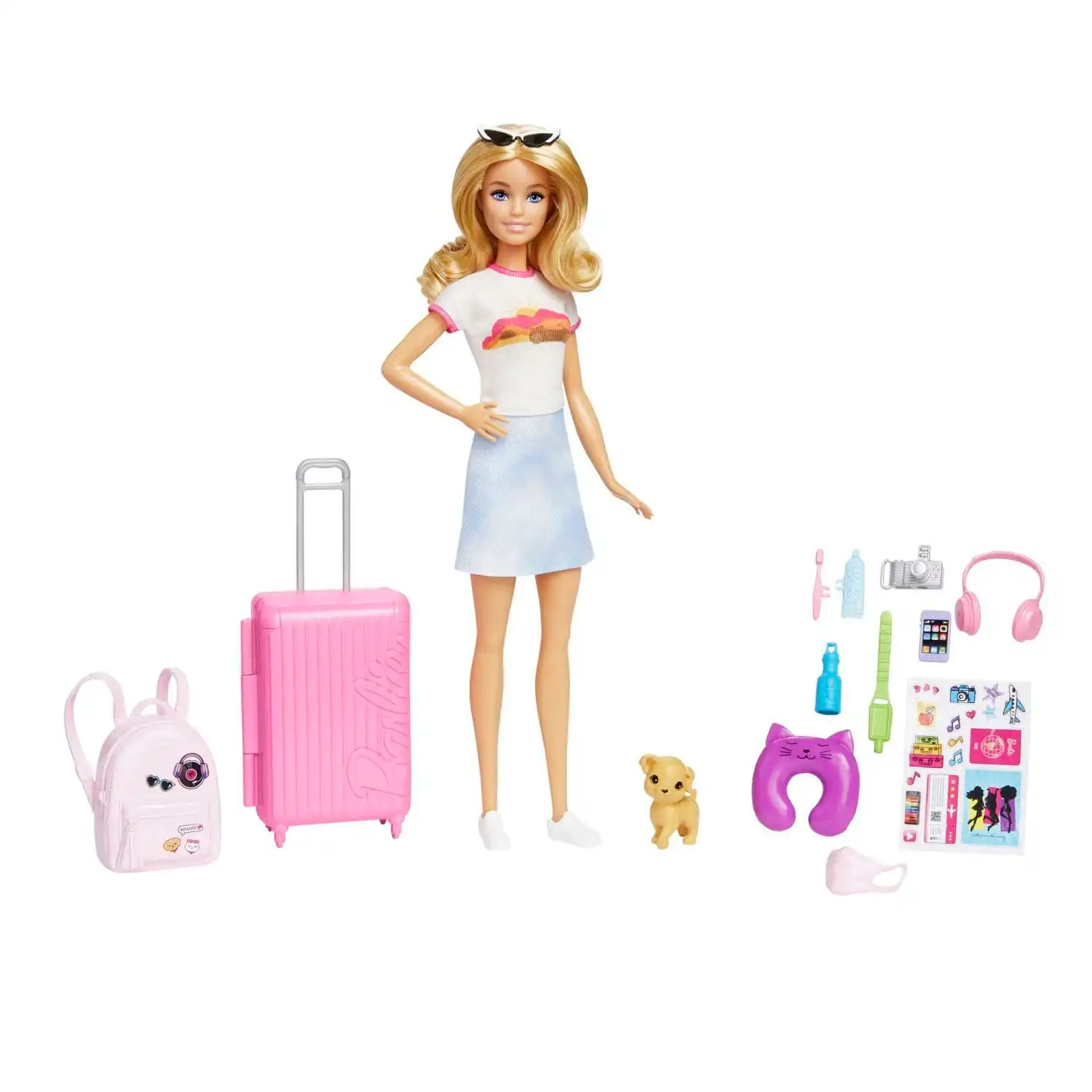 Barbie Doll And Accessories Travel Set With Puppy