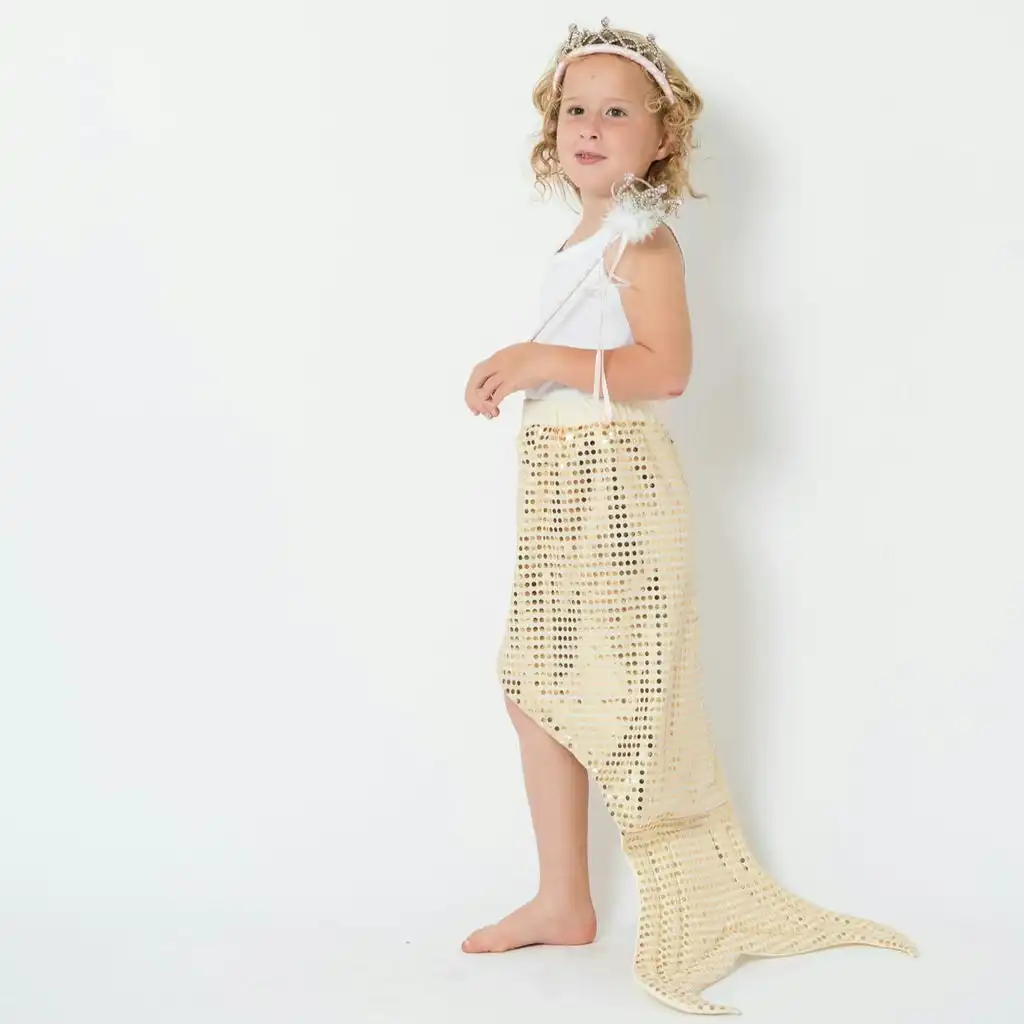 Fairy Girls - Mermaidia Skirt Gold - Costume One Size Fits 3-10yrs
