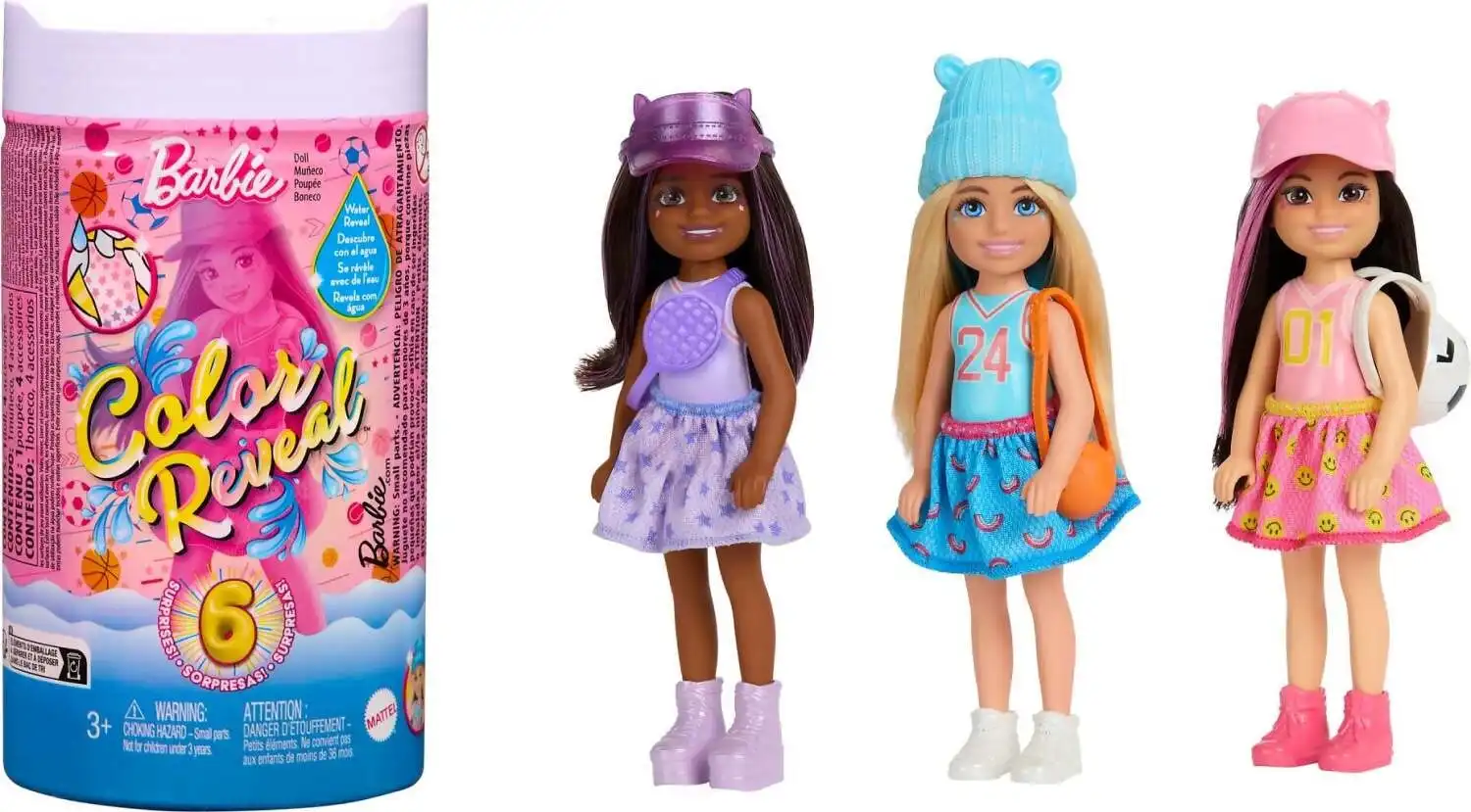 Barbie - Color Reveal Sporty Series Chelsea Small Doll With 6 Surprises
