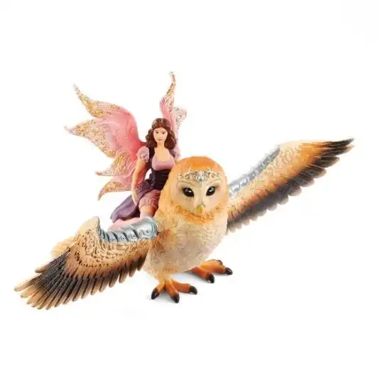 Schleich - Bayala Fairy In Flight On Glam-owl Figurine