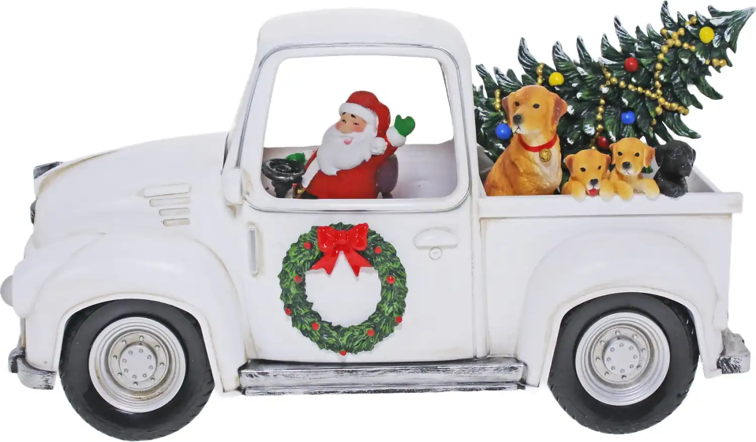 Cotton Candy - Xmas White Santa Ute Lantern With Dogs and Christmas Tree