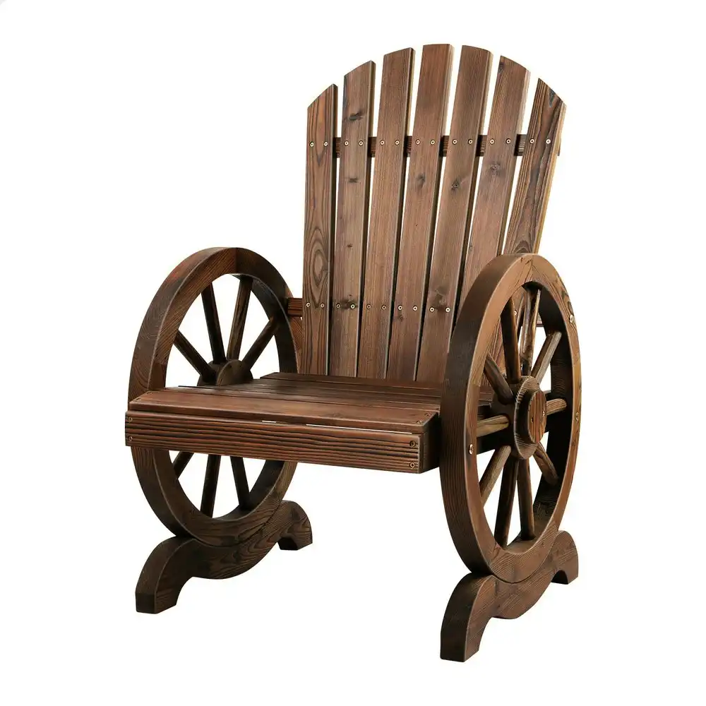 Alfordson Outdoor Wagon Wheel Chair Garden Wooden Seat Patio Lounge Charcoal