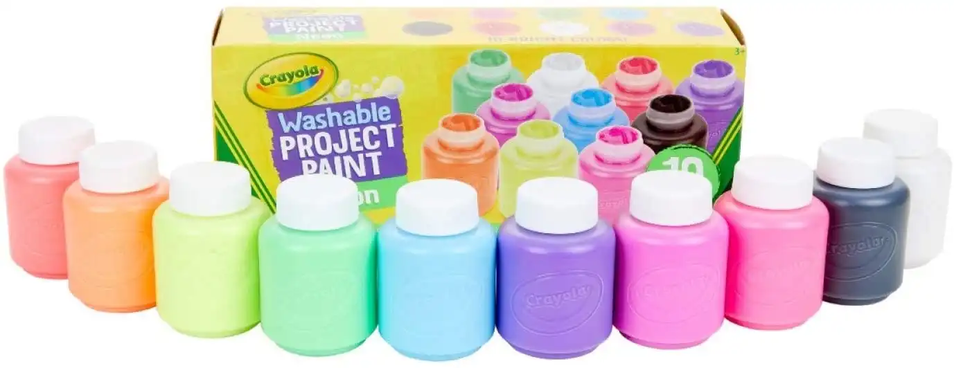 Crayola 10 Bottles Washable Kids Paint Neon Colors