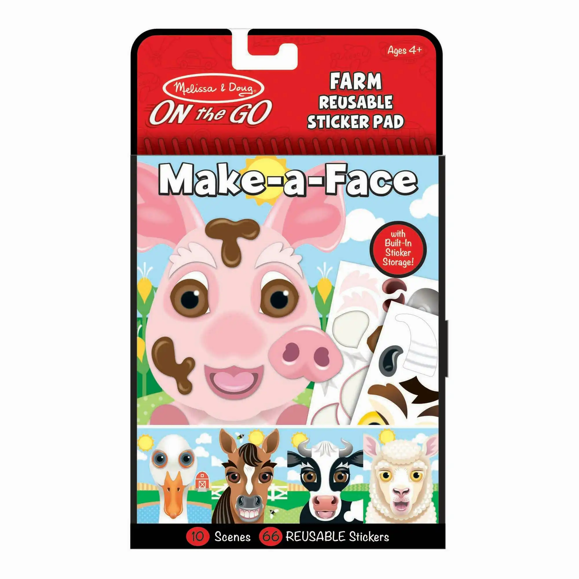 Melissa & Doug - Make-a-face - Farm Reusable Sticker Pad - On The Go Travel Activity