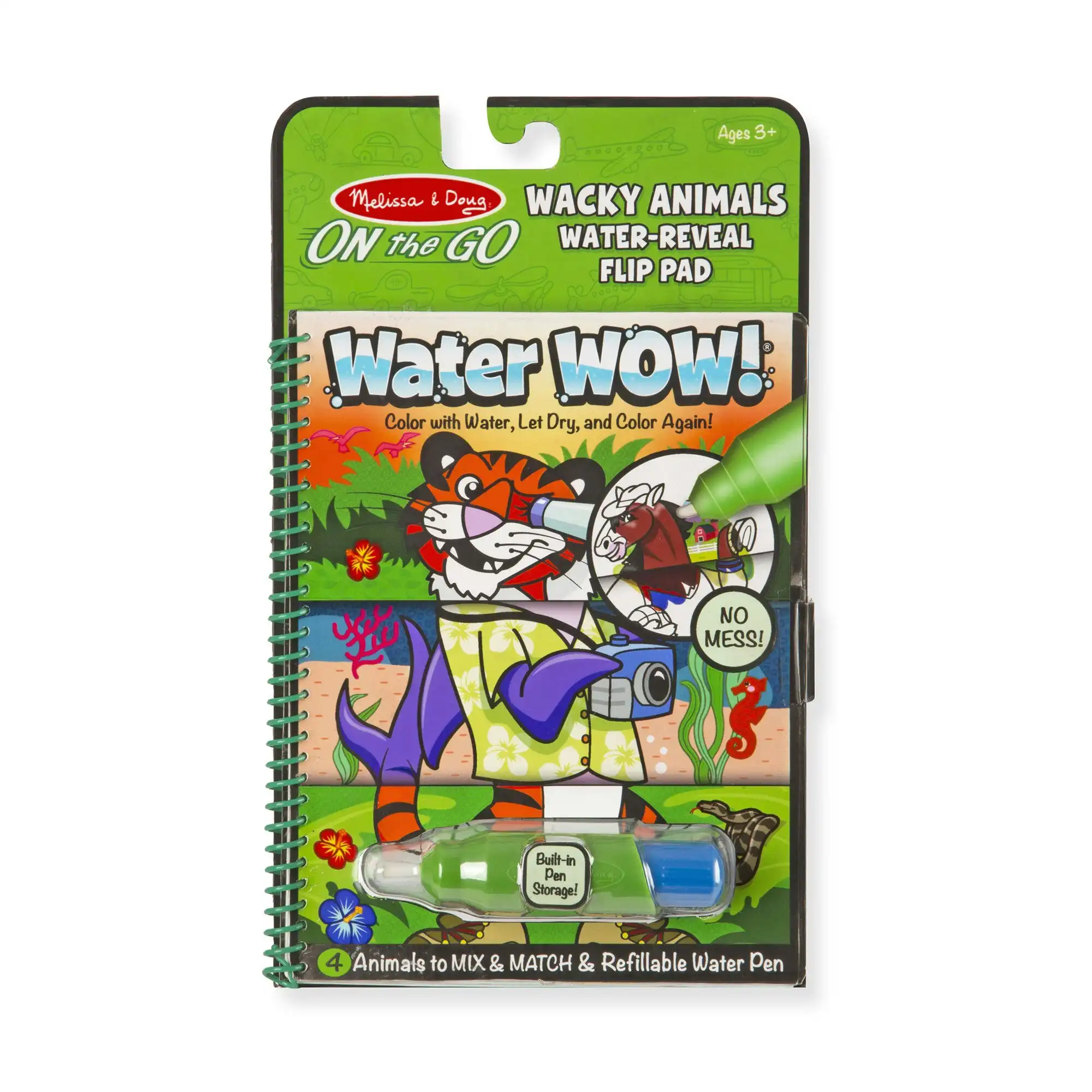 Melissa & Doug - Water Wow! - Wacky Animals Water Reveal Flip Pad - On The Go Travel Activity