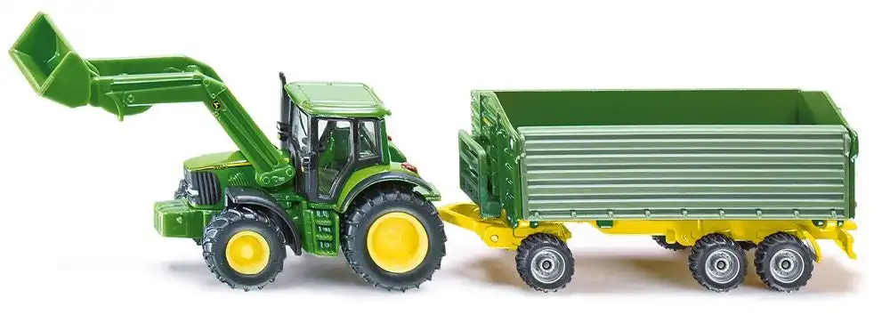 Siku - John Deere With Front Loader And 3 Axle Tipple Trailer