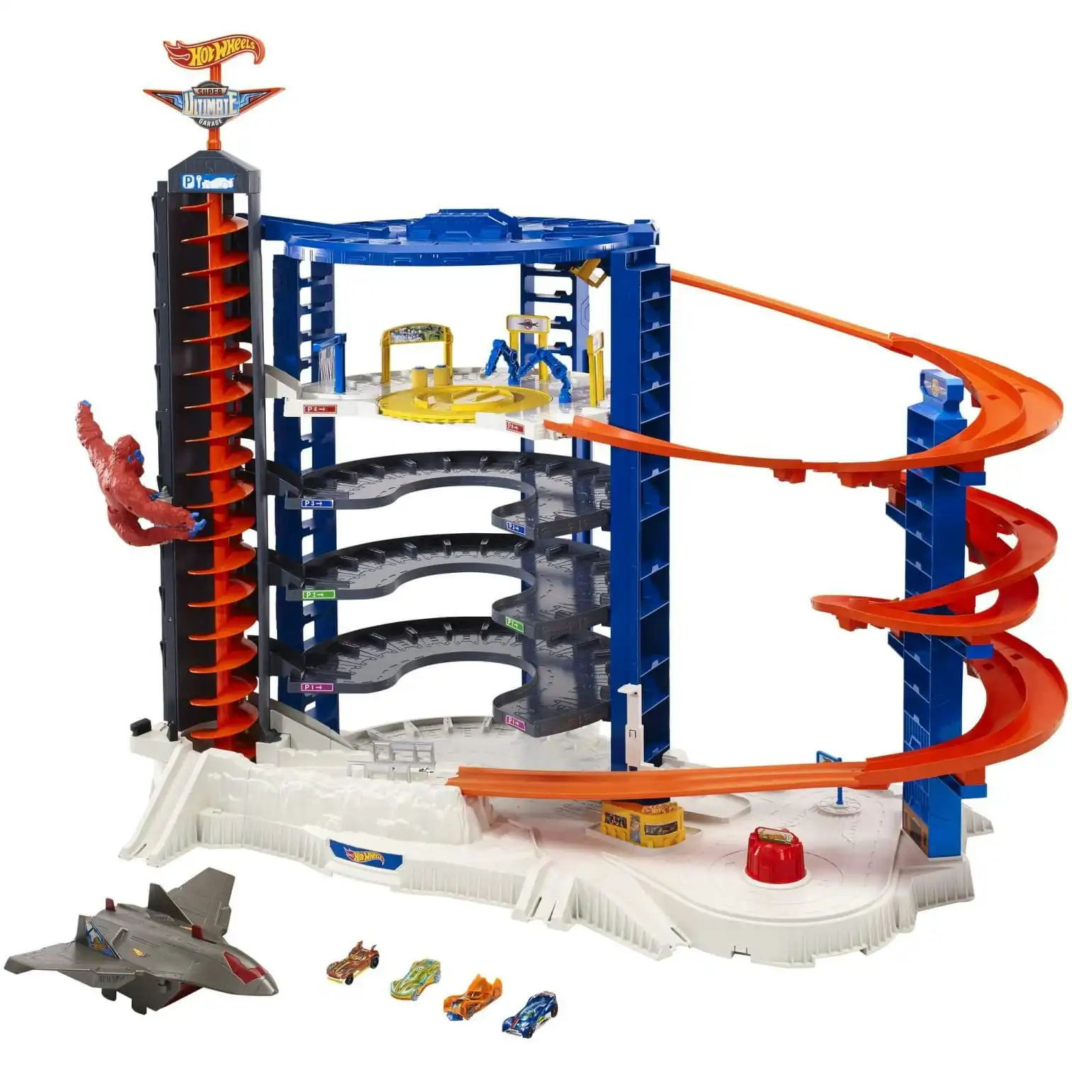 Hot Wheels® - Track Set With 4 1:64 Scale Toy Cars Super Ultimate Garage Over 3-Feet Tall  Mattel