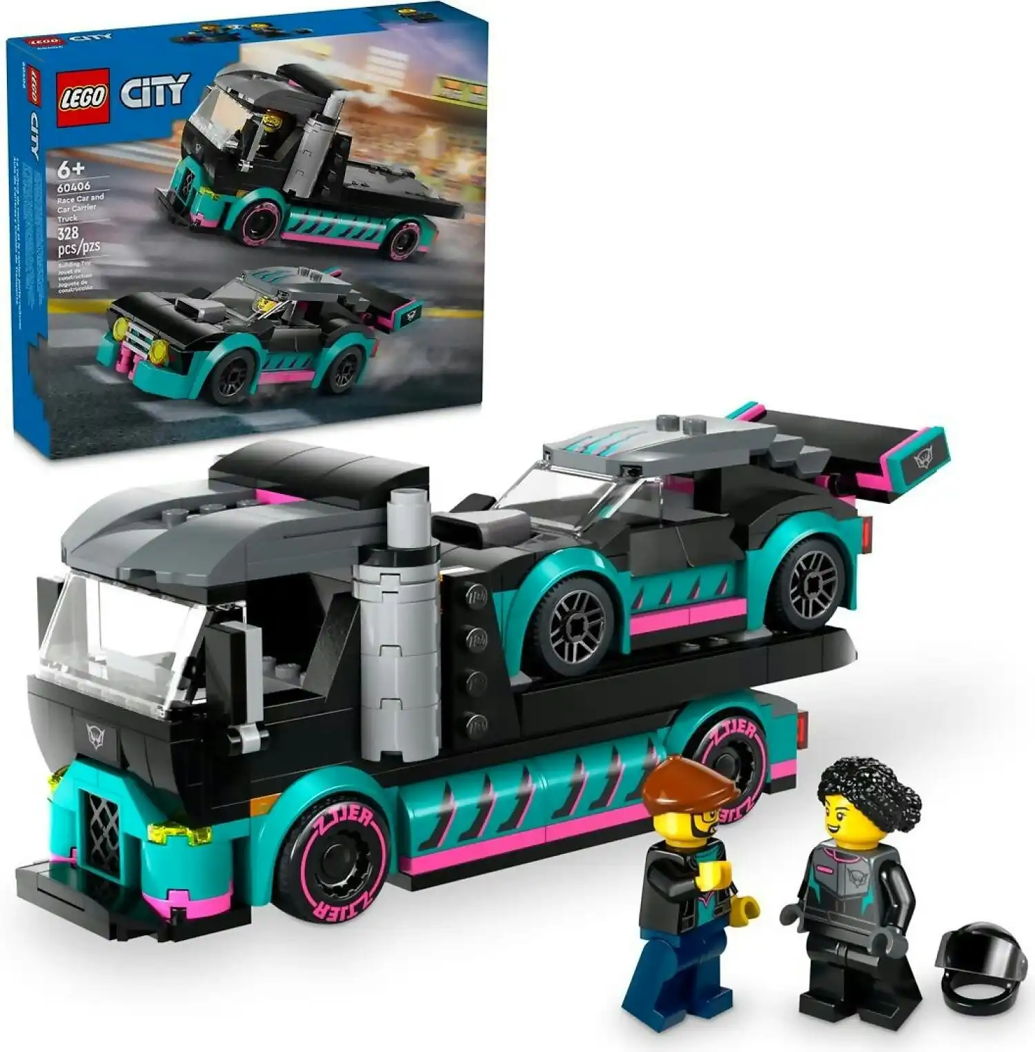 LEGO 60406 Race Car and Car Carrier Truck - City