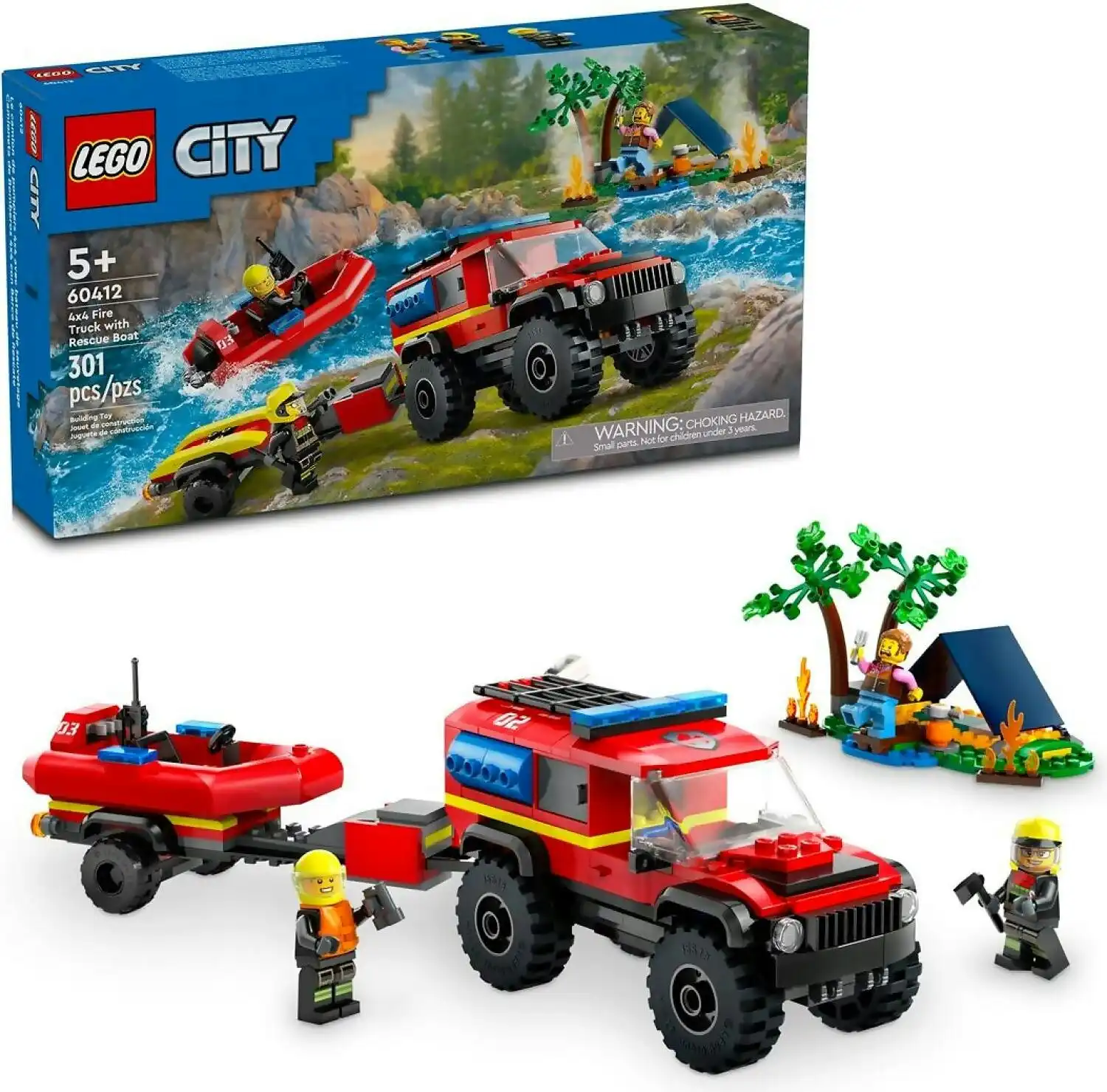 LEGO 60412 4x4 Fire Truck with Rescue Boat - City