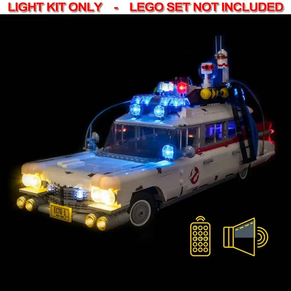 Light My Bricks - LIGHT KIT for LEGO Ghostbusters Ecto-1 10274 Light & Sound & Remote Control Kit