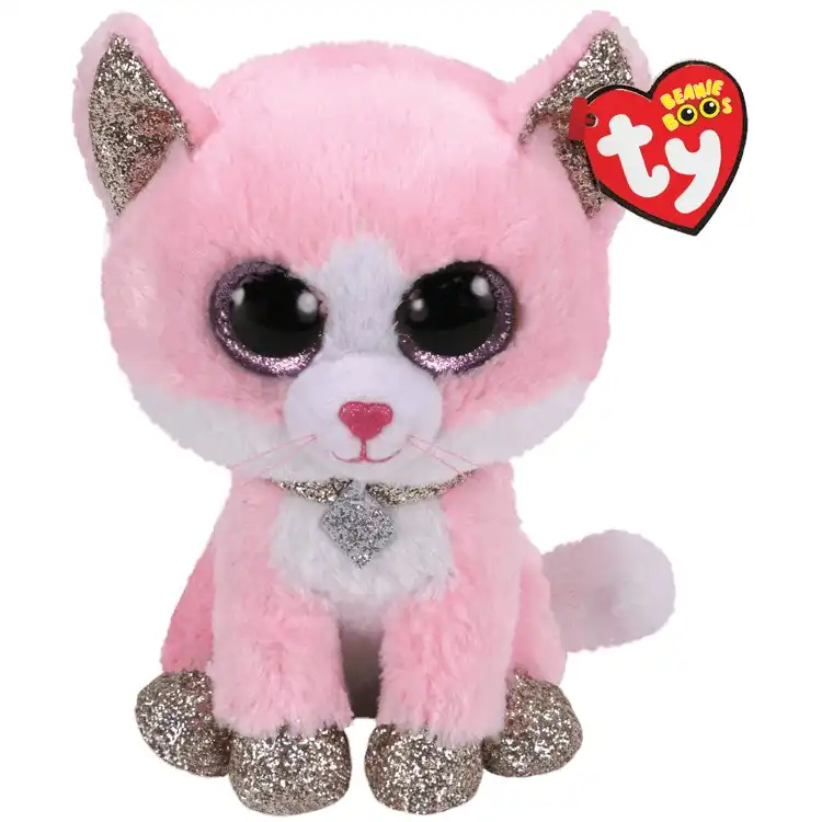 Ty Beanie Boos - Fiona - Pink Cat  23cm Medium