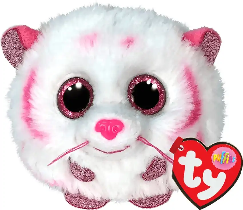 Ty Beanie Balls Puffies - Tabor Pink And White Tiger