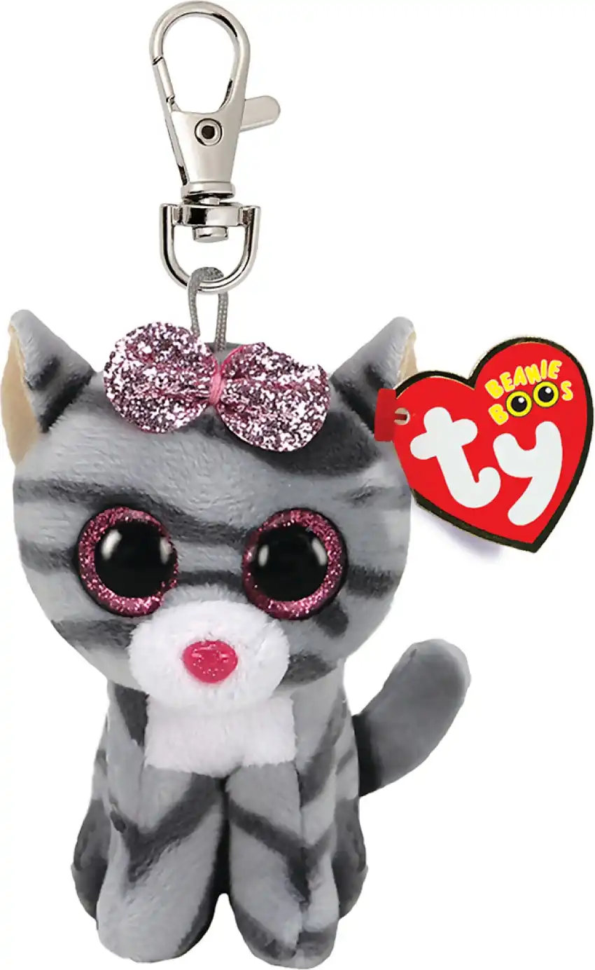 Ty - Beanie Boos Clip - Kiki Grey Striped Cat