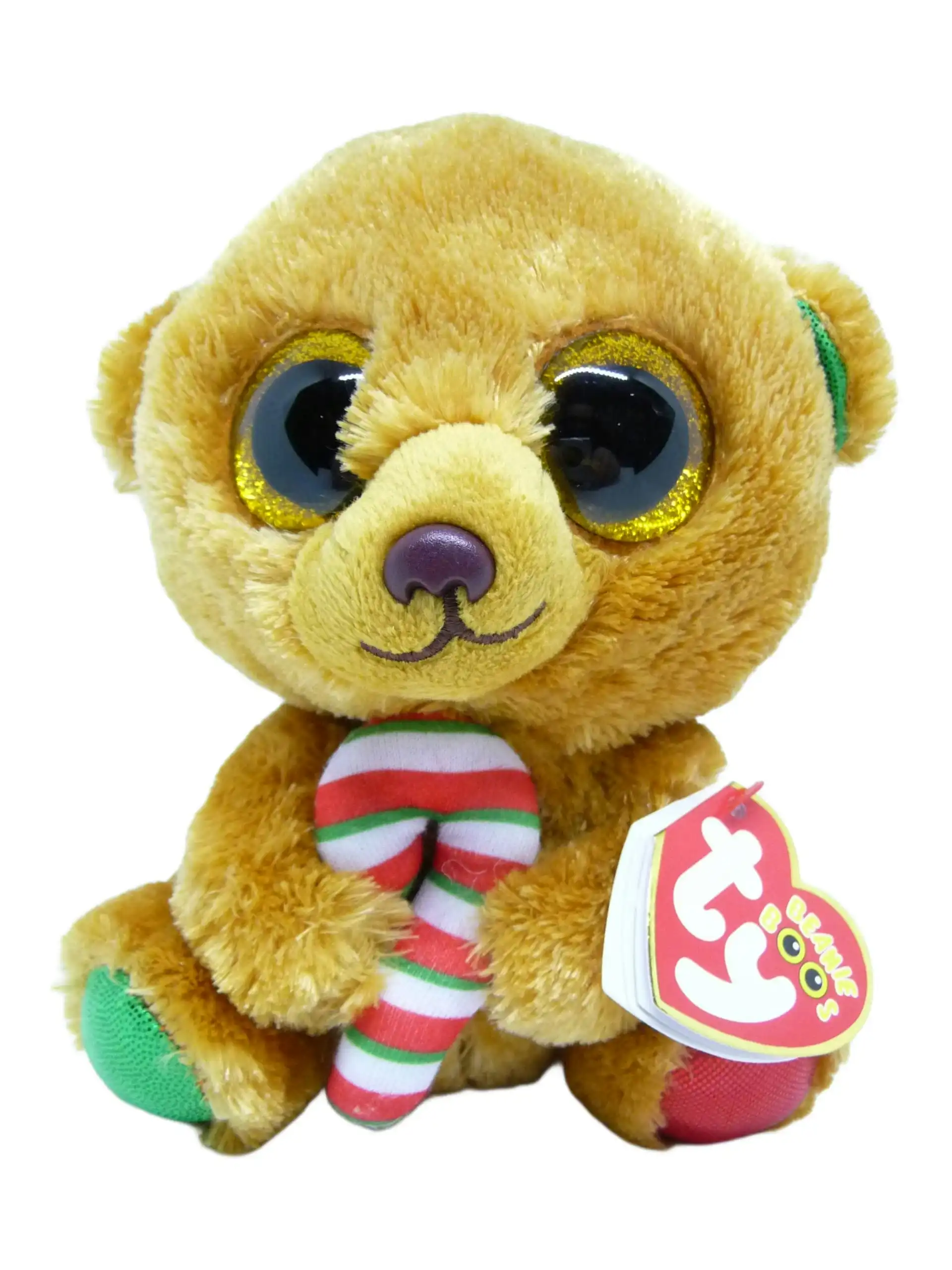 Ty - Beanie Boos - Bella The Xmas Bear With Candy Cane Small 15cm