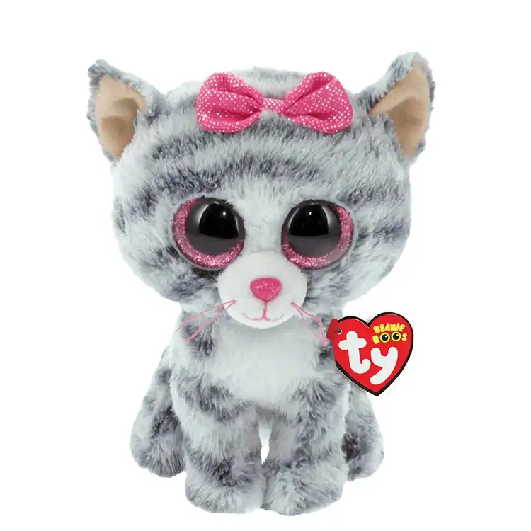 Ty Beanie Boos - Kiki - Grey Striped Cat 15cm Small
