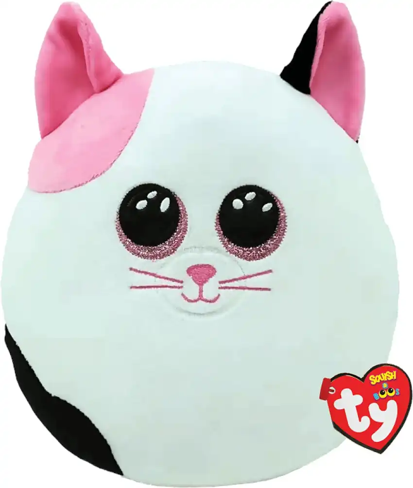 Ty - Squish-a-boos - Muffin - Pink And White Cat Medium 25cm (10'') - Squishy Beanies