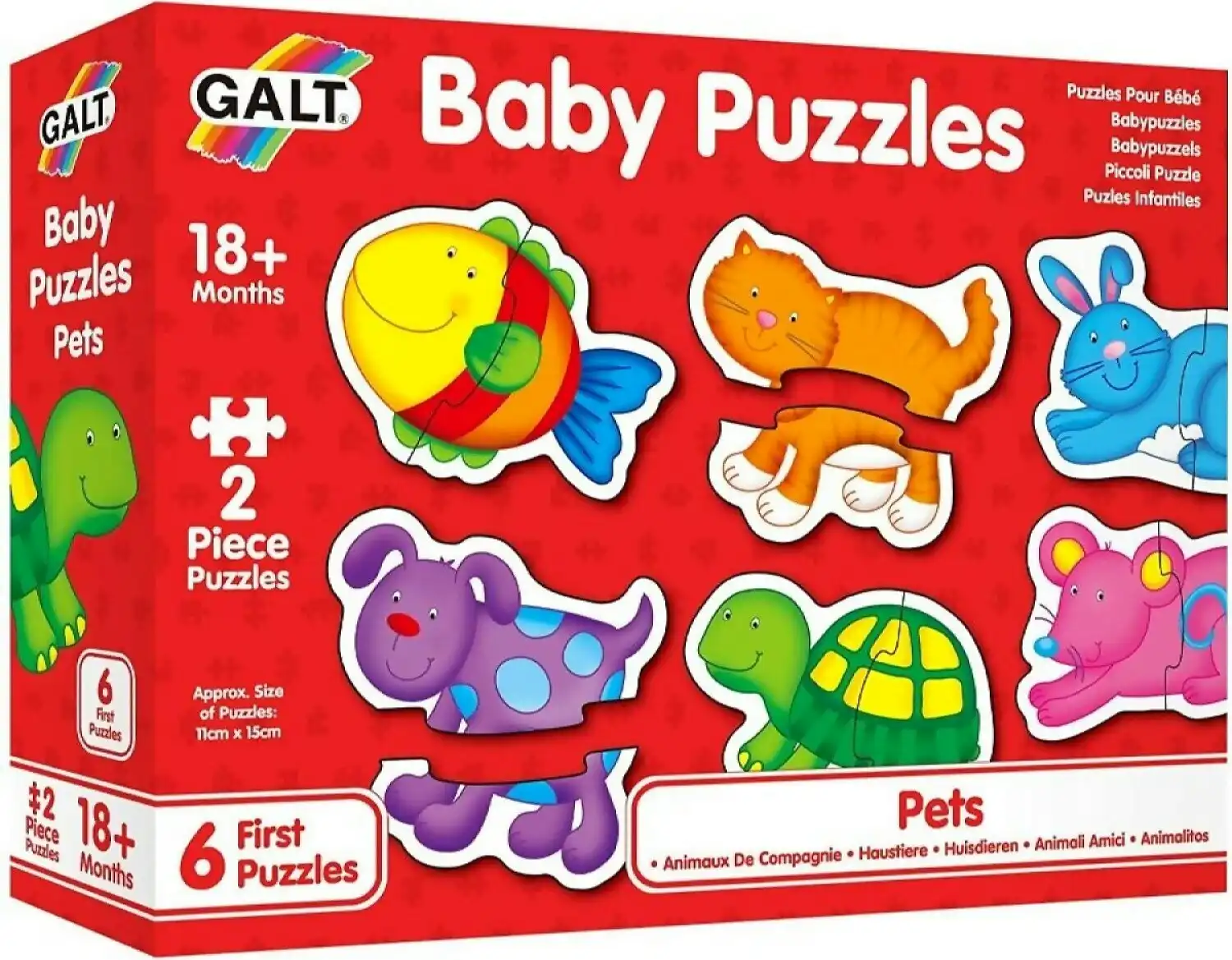 Galt - Pets Baby Jigsaw Puzzle - 6 X Different Puzzles - 2 Pcs Each