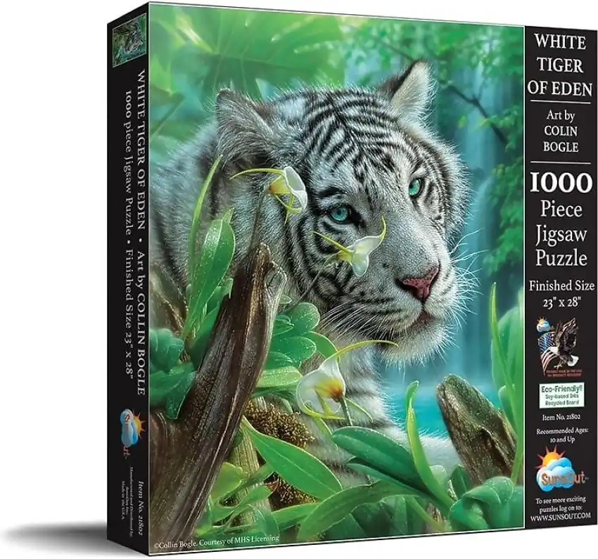 Sunsout - White Tiger Of Eden By Colin Bogle - Jigsaw Puzzle 1000pc