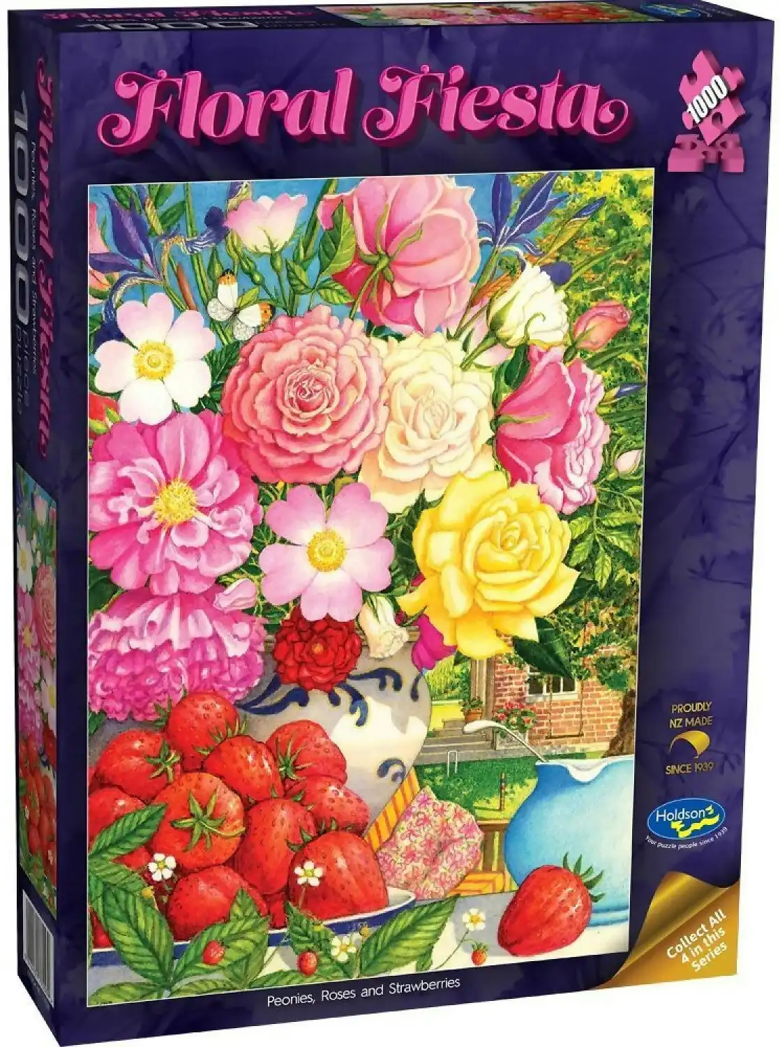 Holdson - Floral Fiesta - Peonies Roses And Strawberries - Jigsaw Puzzle 1000 Pieces