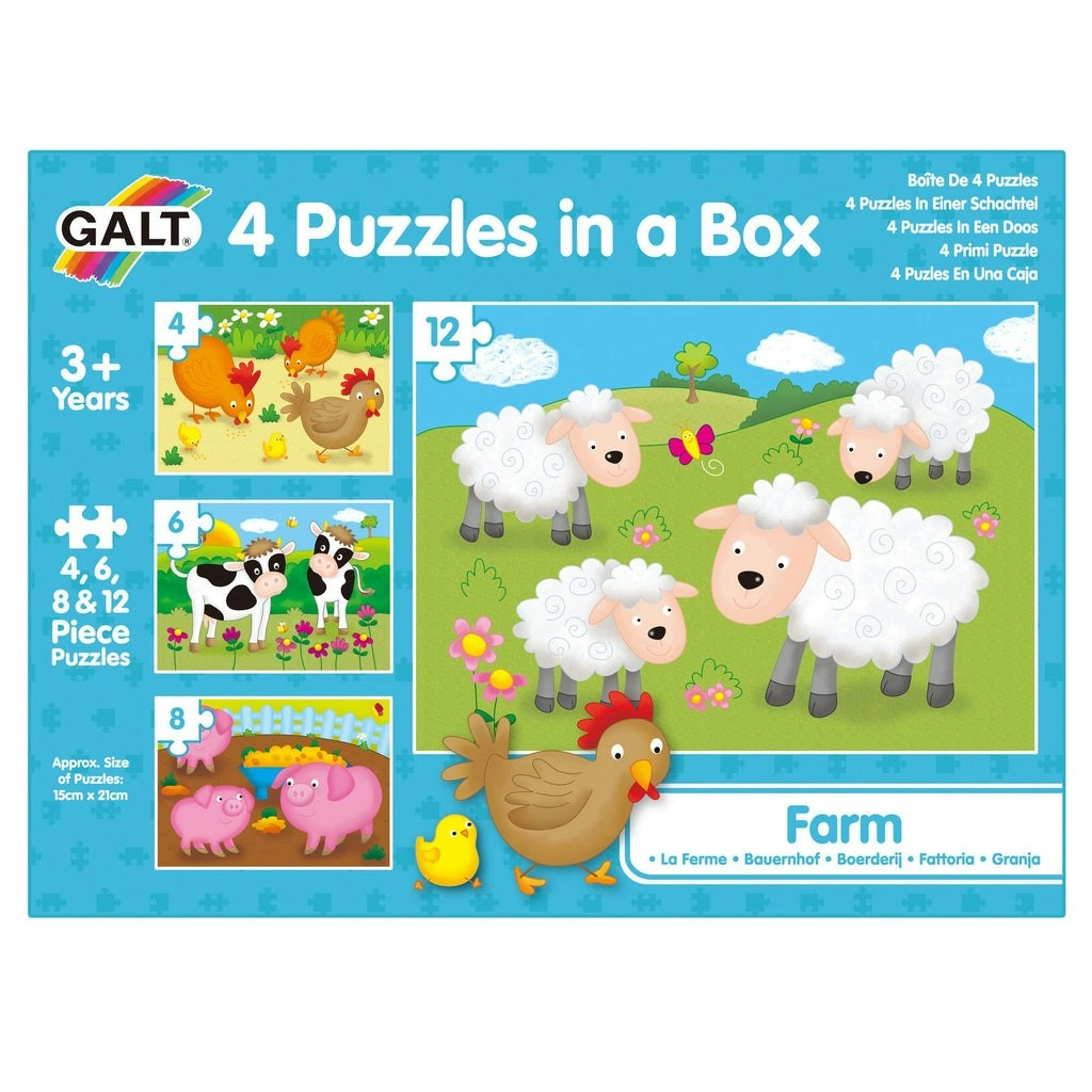 Galt - 4 Puzzles In A Box - Farm