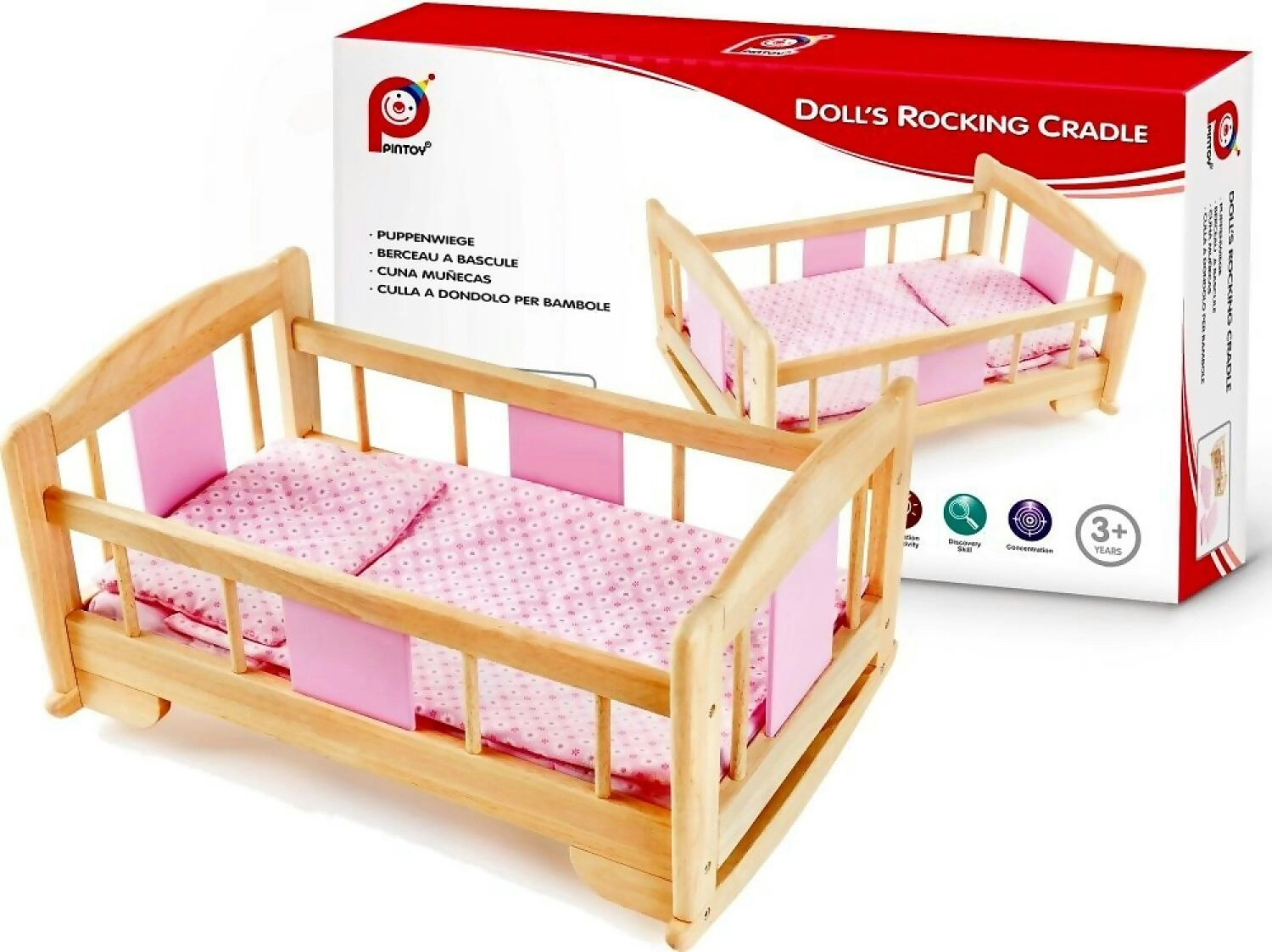 Dolls Rocking Cradle - Pintoy Wooden Toys