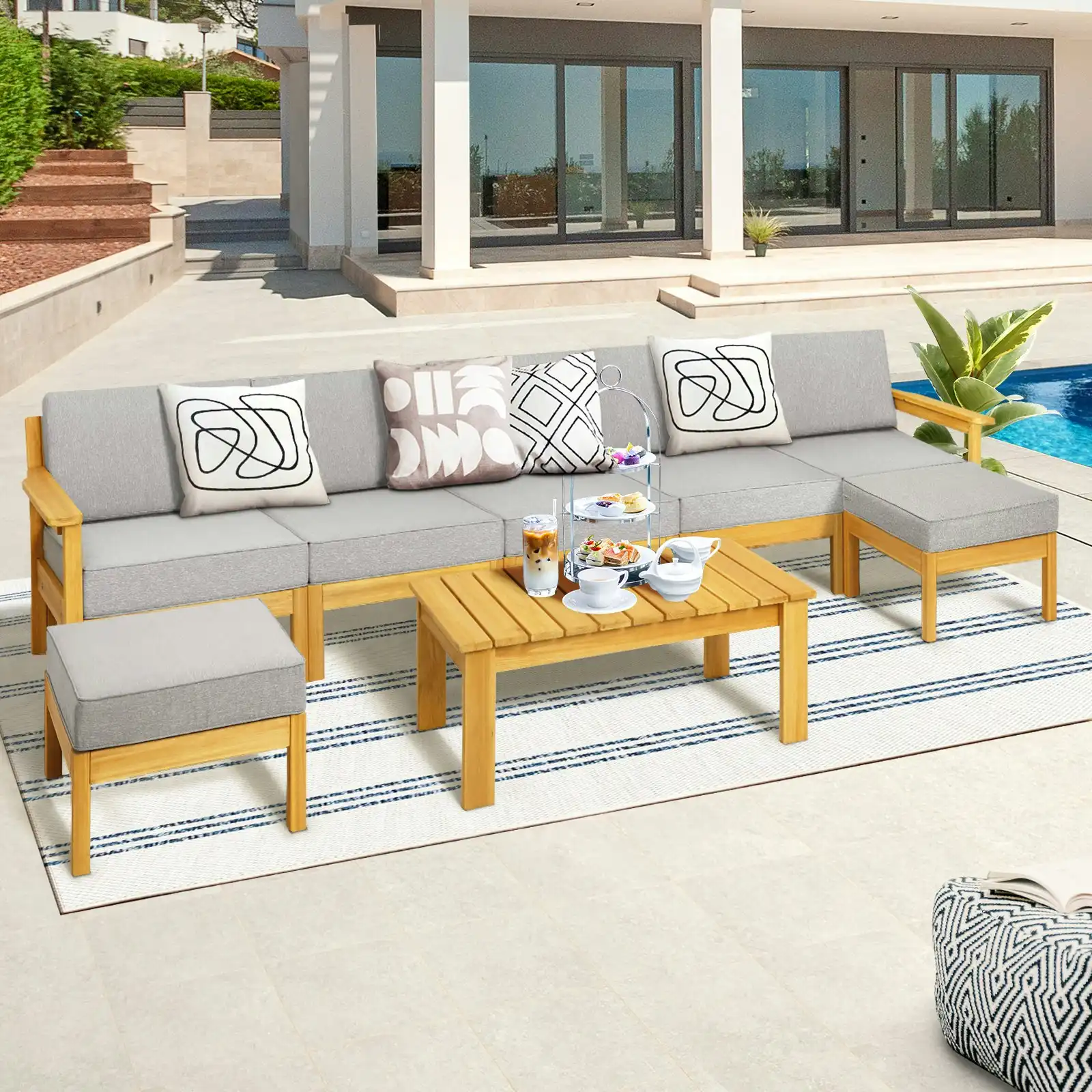 Livsip Outdoor Furniture Sofa Set Garden Lounge Patio Furniture Setting 8 Piece