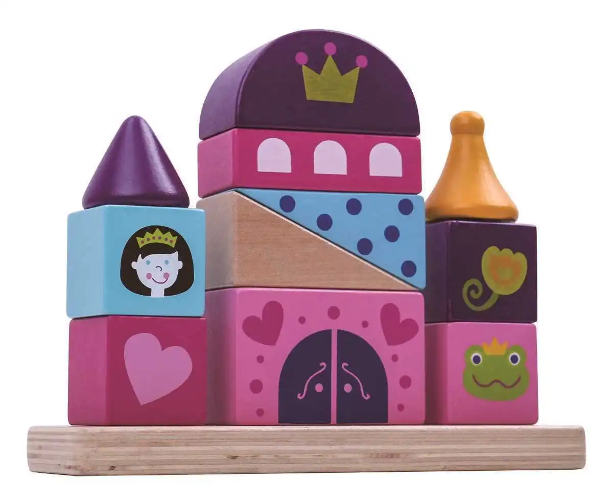Tooky Toy Castle Block Tower Toddler/Baby 18m+ Educational Wooden Stacking Toy