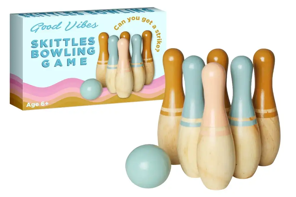 Good Vibes 46x19cm 6 Pine Wood Pin Skittles Bowling Game Kids/Children Fun Toy