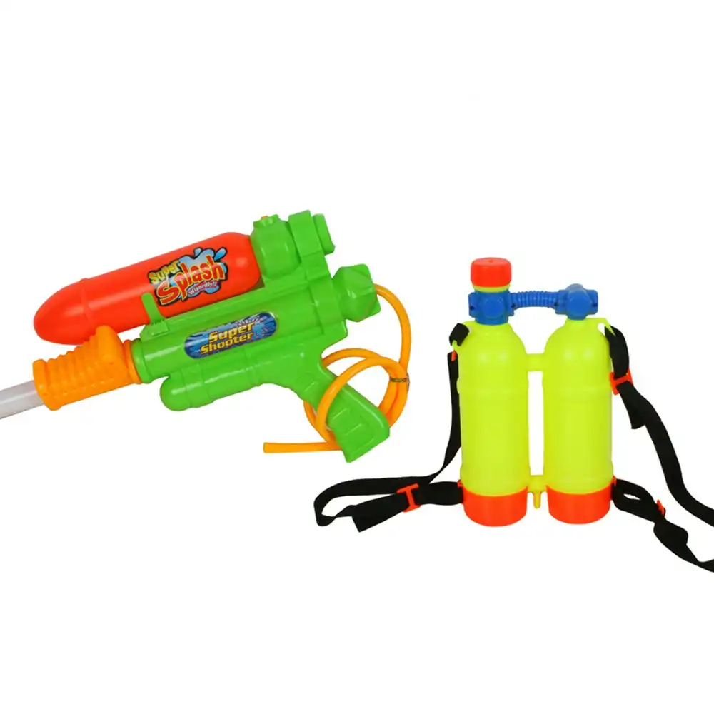 Toys For Fun 40cm Super Shooter Water Gun Triple Barrel w/ Strap Kids Toy Asst
