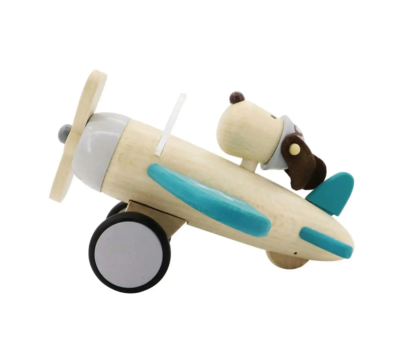 Kaper Kidz Retro Wooden Plane w/Cute Dog Driver Large Kids/Children Toy 12m+