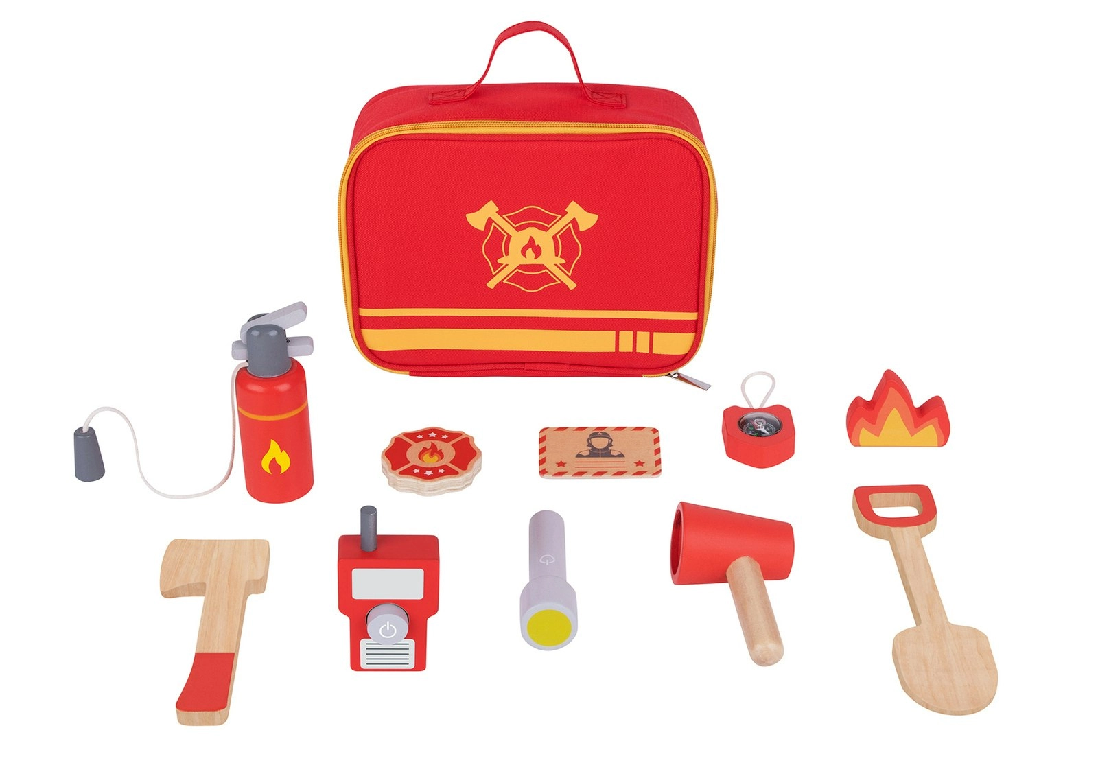 Tooky Toy Little Firefighter Set Pretend Play Themed Carry Bag For Kids 3y+