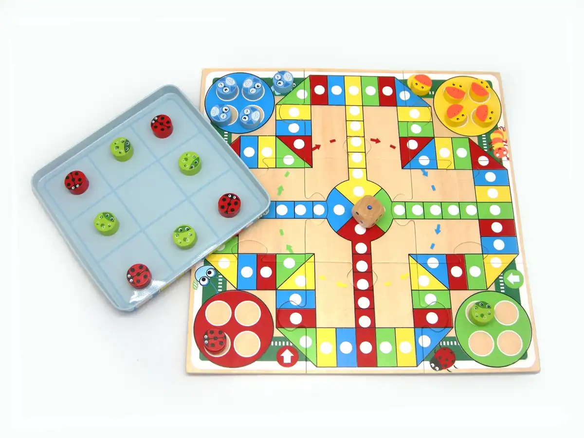Kaper Kidz 15cm Tin Box Ludo & TicTacToe Board Game Kids Activity Play Toy 3+