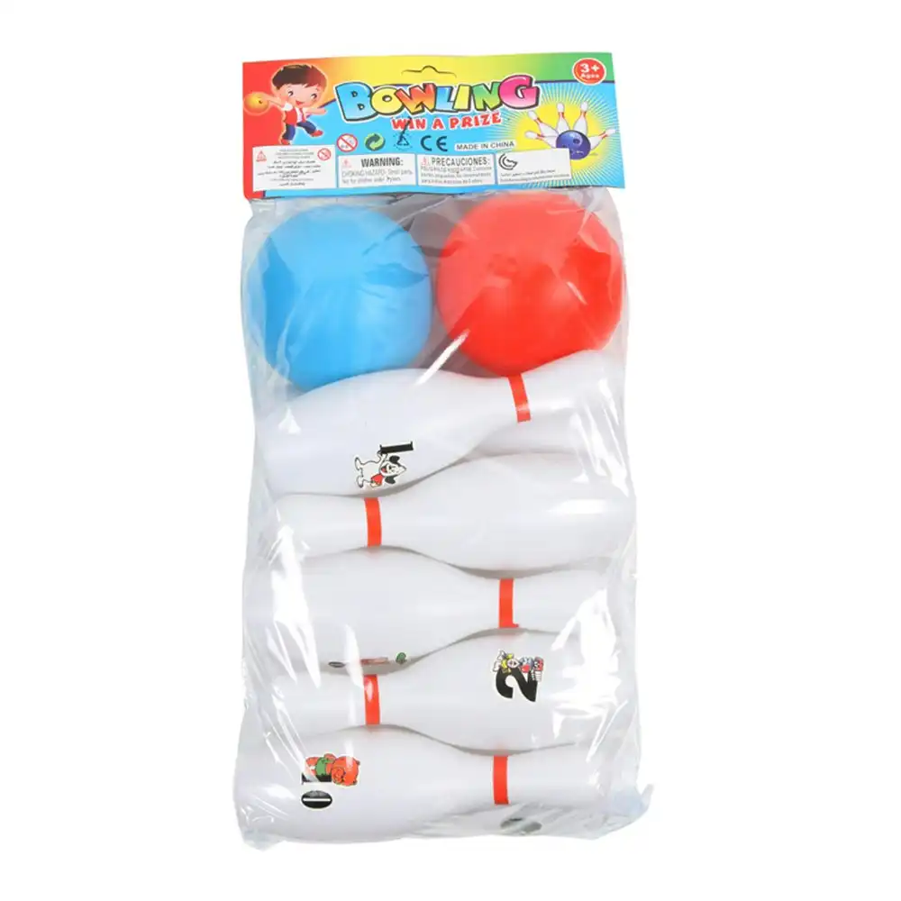 12pc Toys For Fun Plastic Pin Bowling Set w/ 2x Balls Kids Indoor Play Toy 3y+