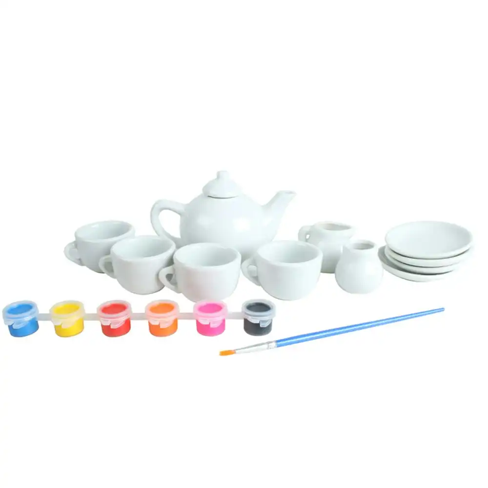 15pc Toys For Fun Porcelain DIY Paint Craft Tea Set Kids/Children Toy Assorted