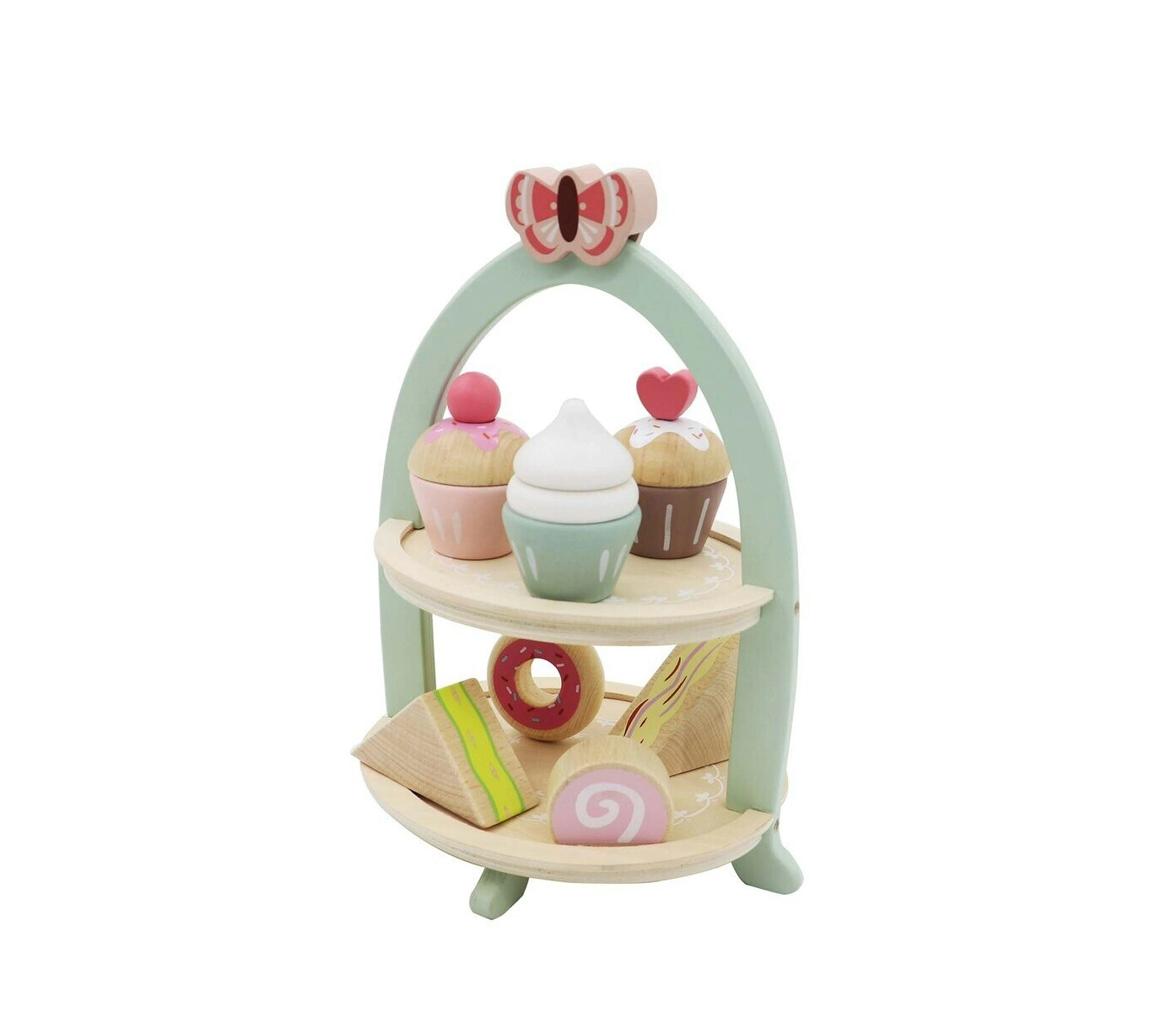 Kaper Kidz Kids/Children Wooden High Tea Stand Pretend Play Playset 20x26cm 3+